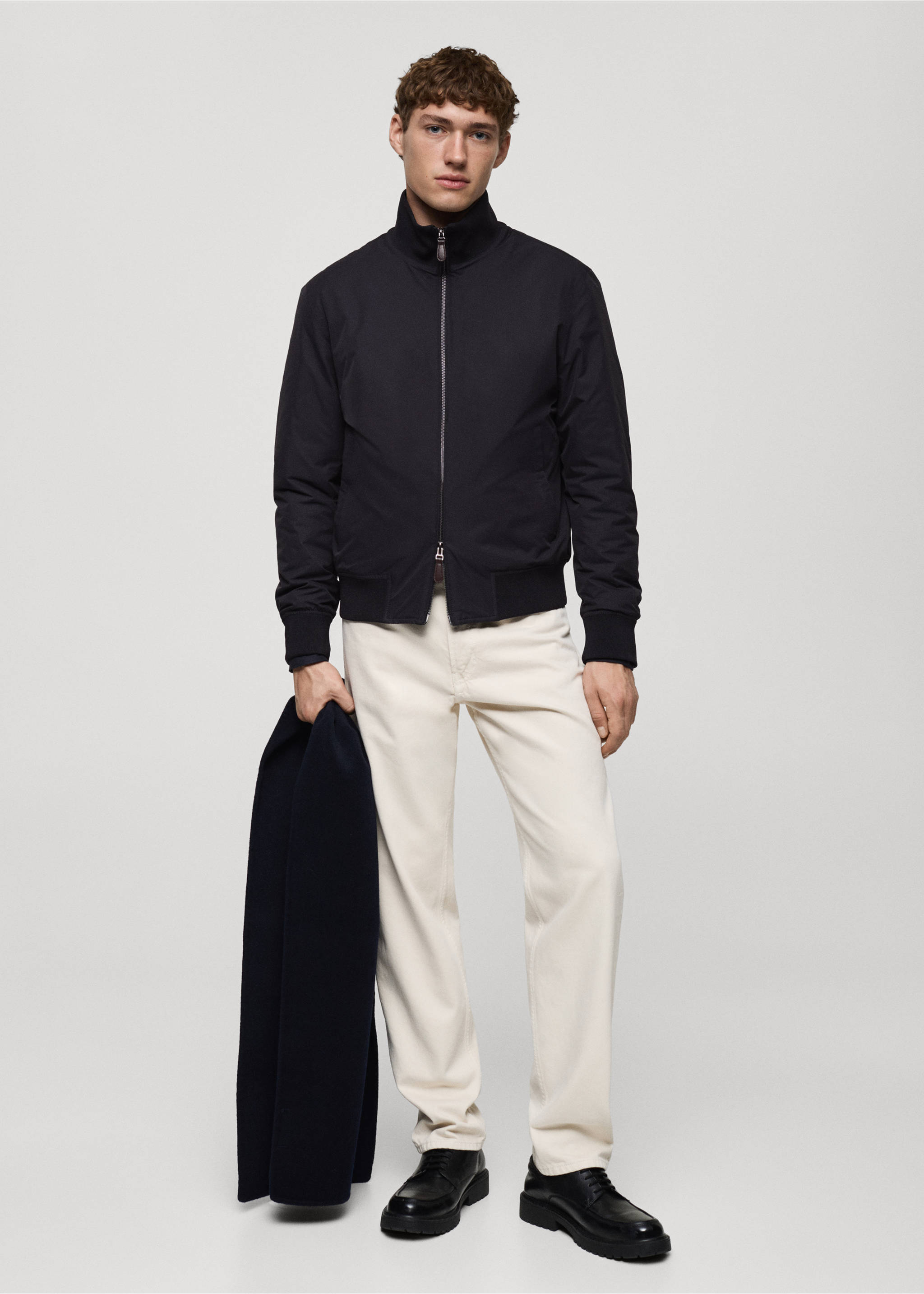Water-repellent quilted bomber jacket - General plane, Dark Navy. Ref: 87010580-00.