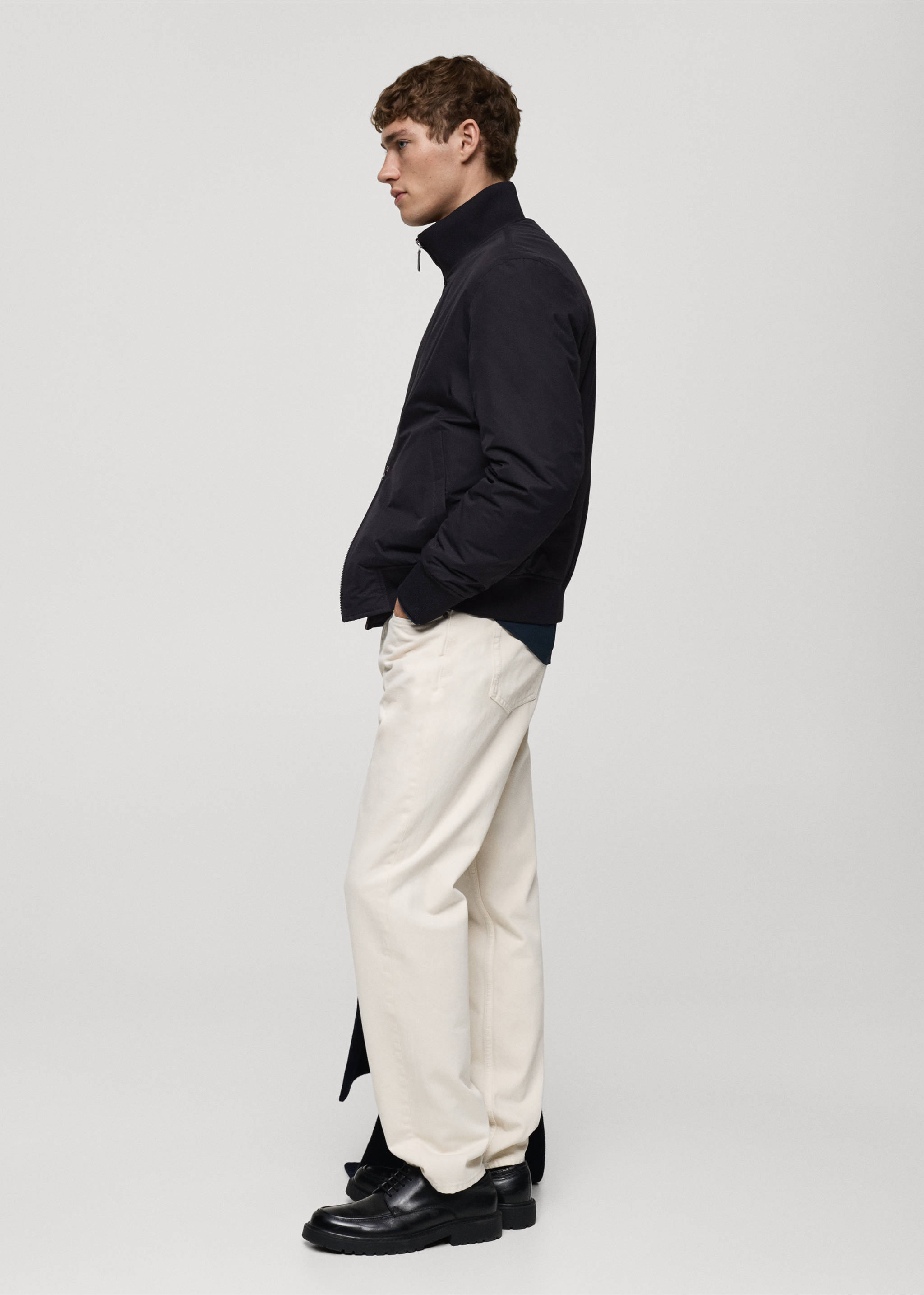 Water-repellent quilted bomber jacket - Details of the article 2, Dark Navy. Ref: 87010580-00.