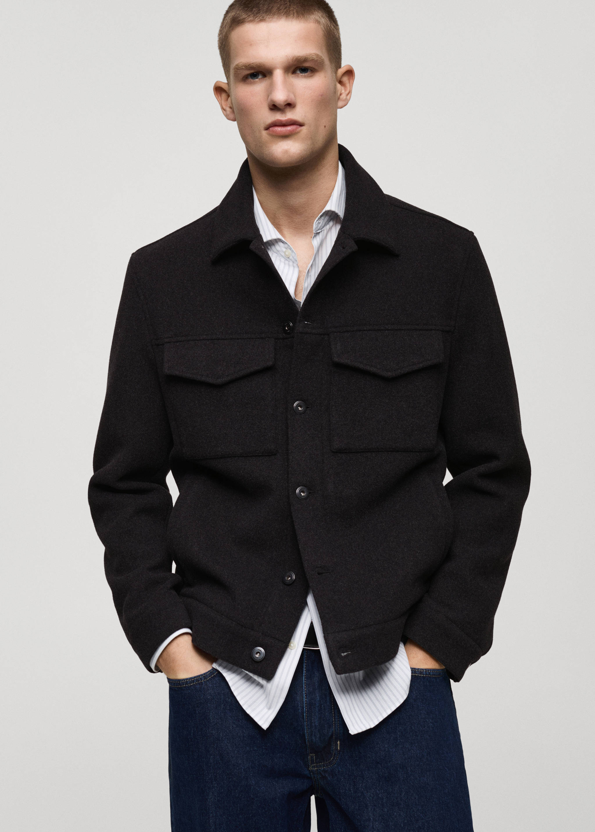 Regular-fit wool jacket - Medium plane