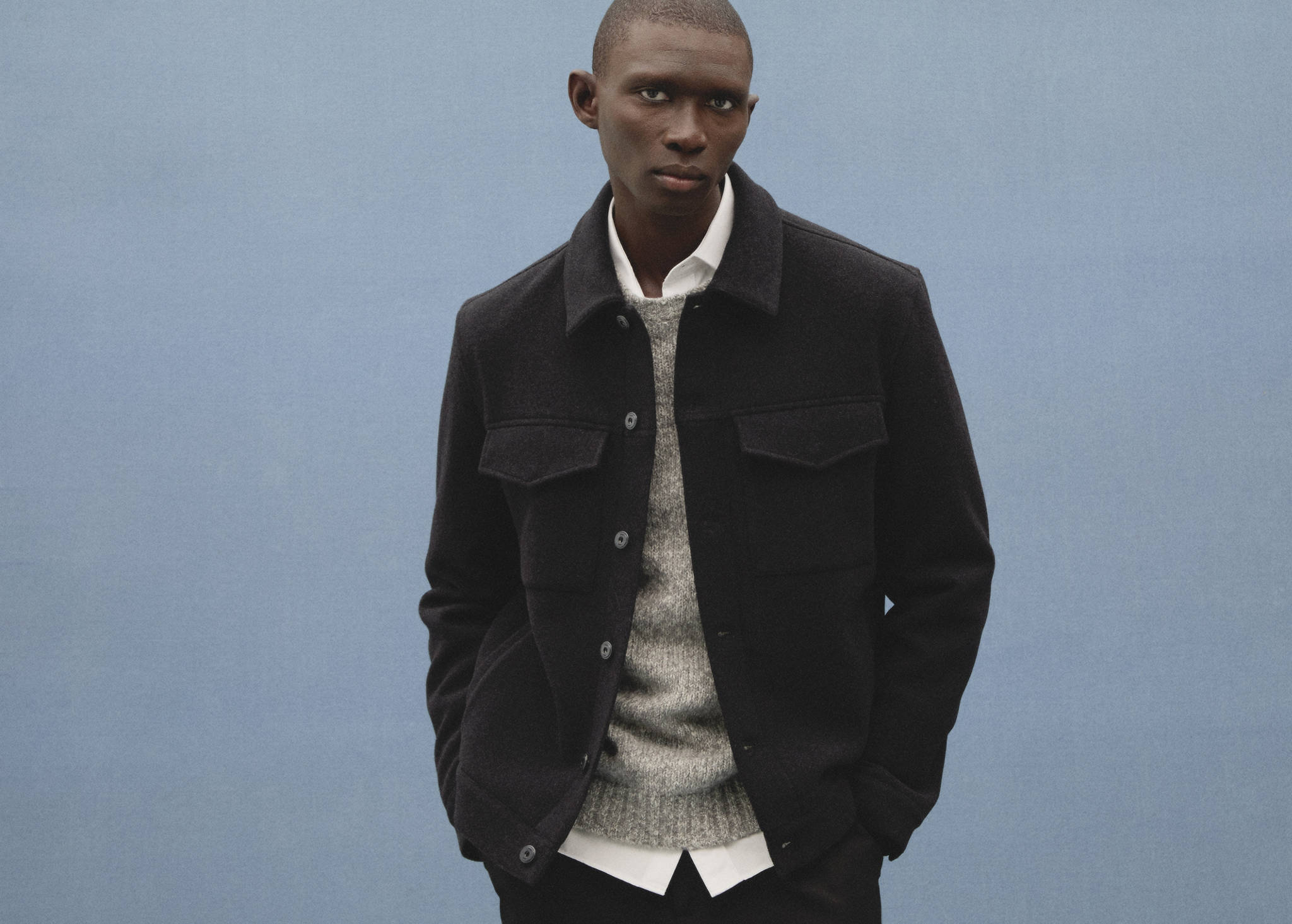 Regular-fit wool jacket - Panoramic plane