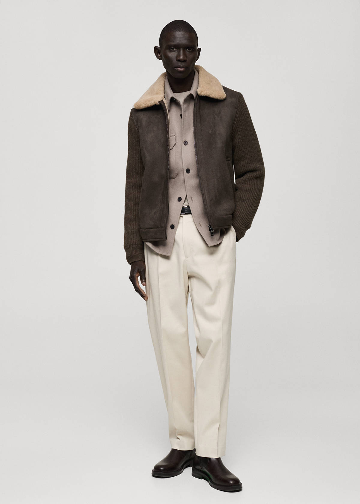 Faux-shearling suede jacket