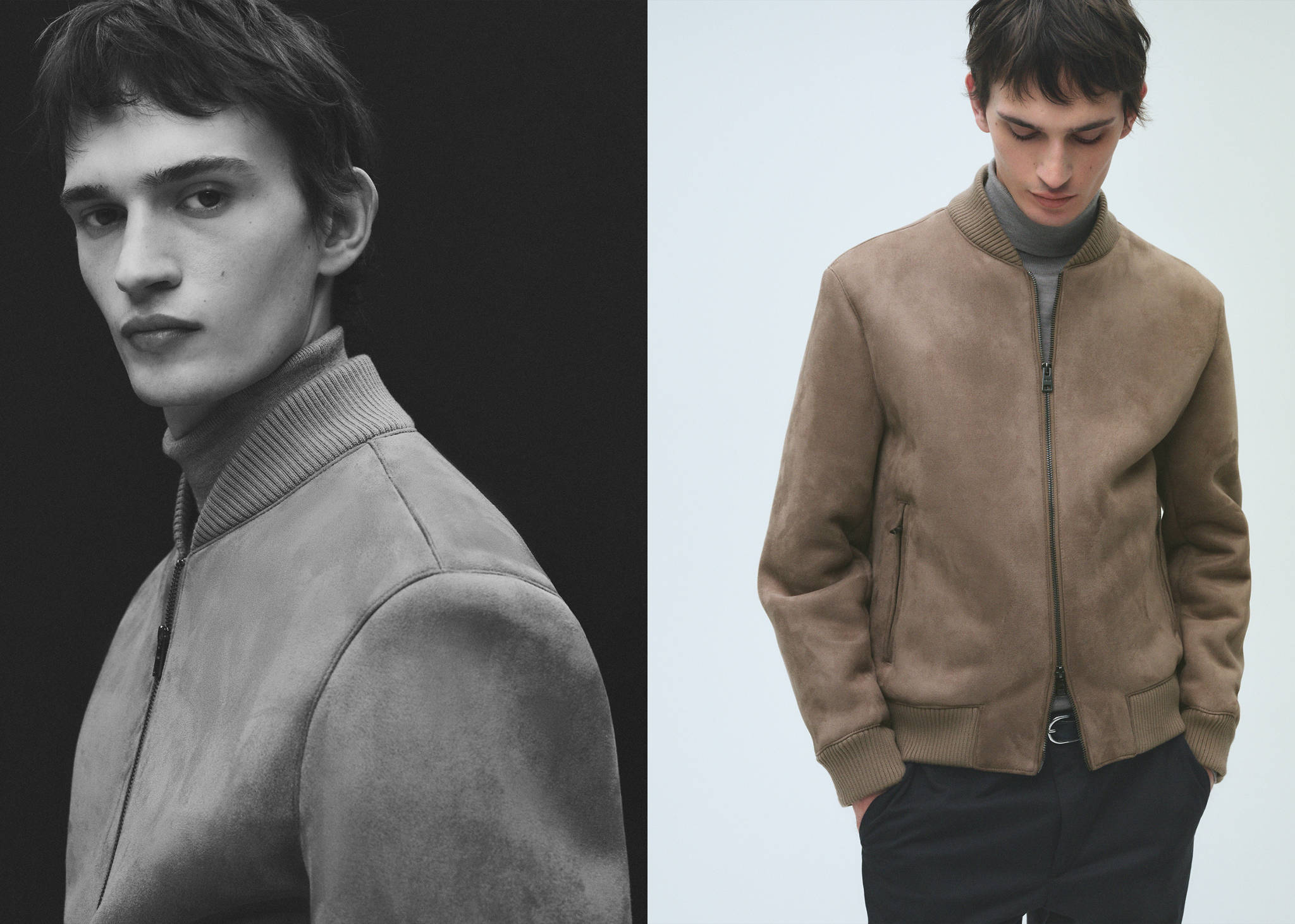Suede-effect bomber jacket - Panoramic plane