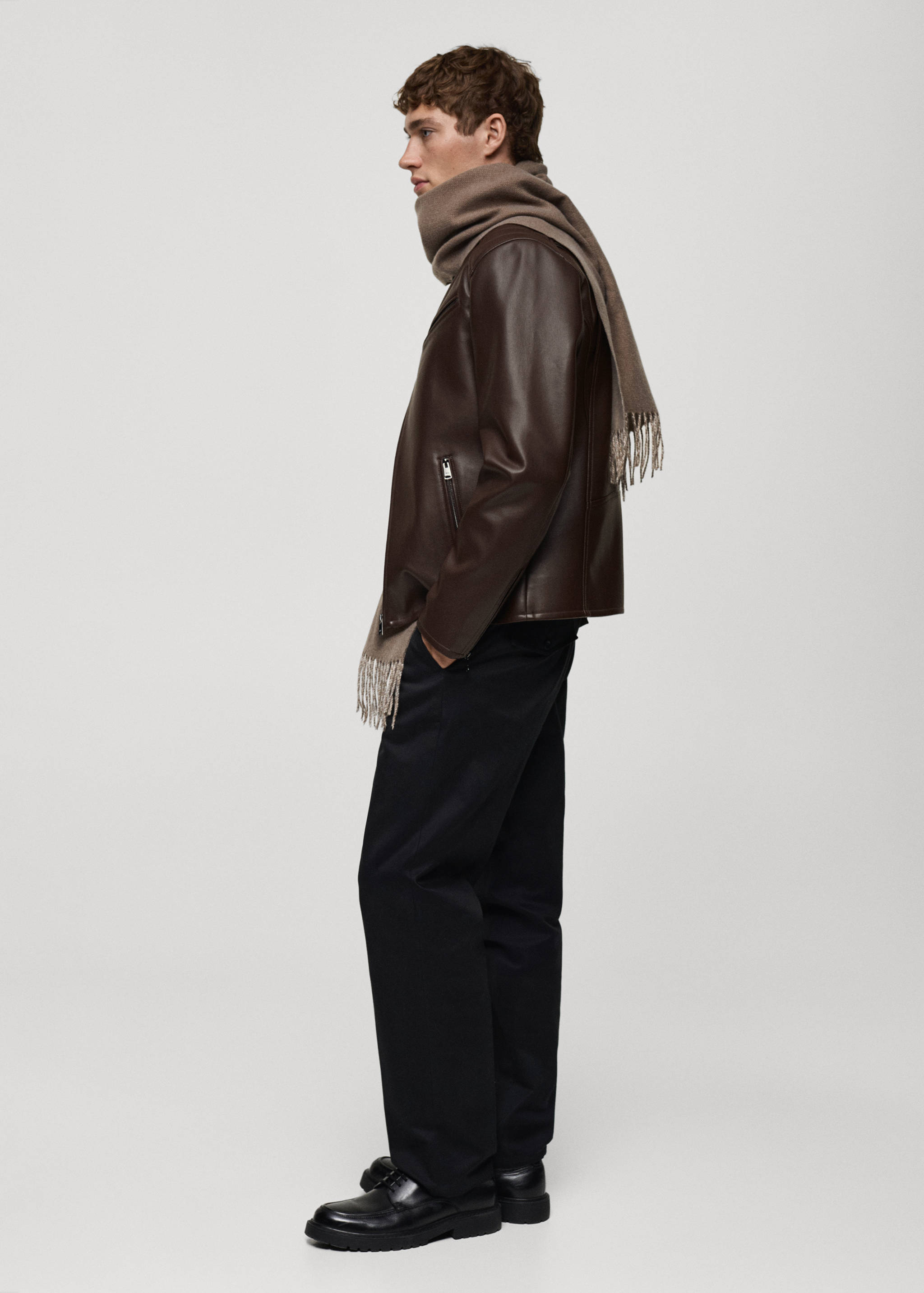 Faux leather jacket with stitching detail - Details of the article 2
