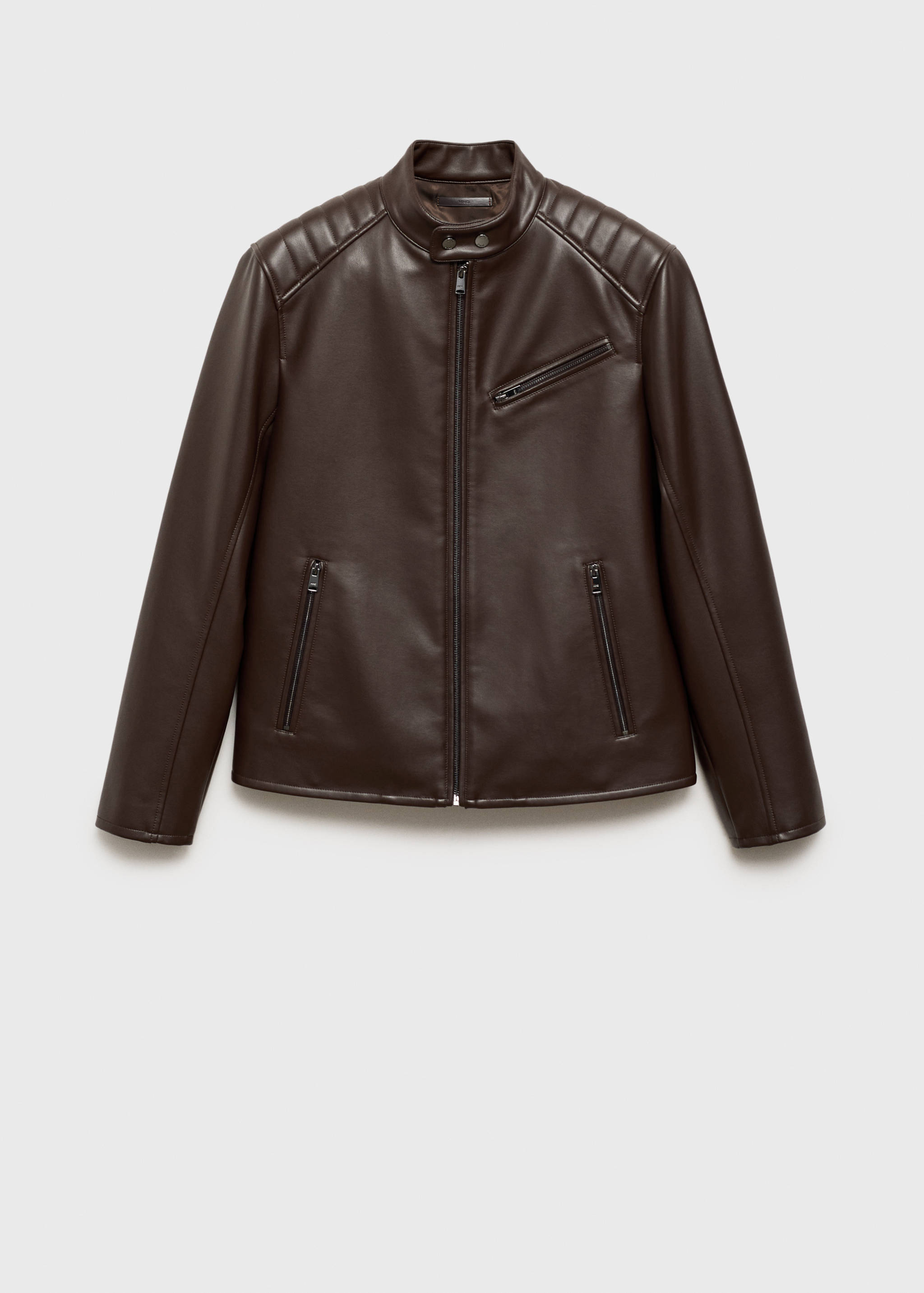 Faux leather jacket with stitching detail - Article without model