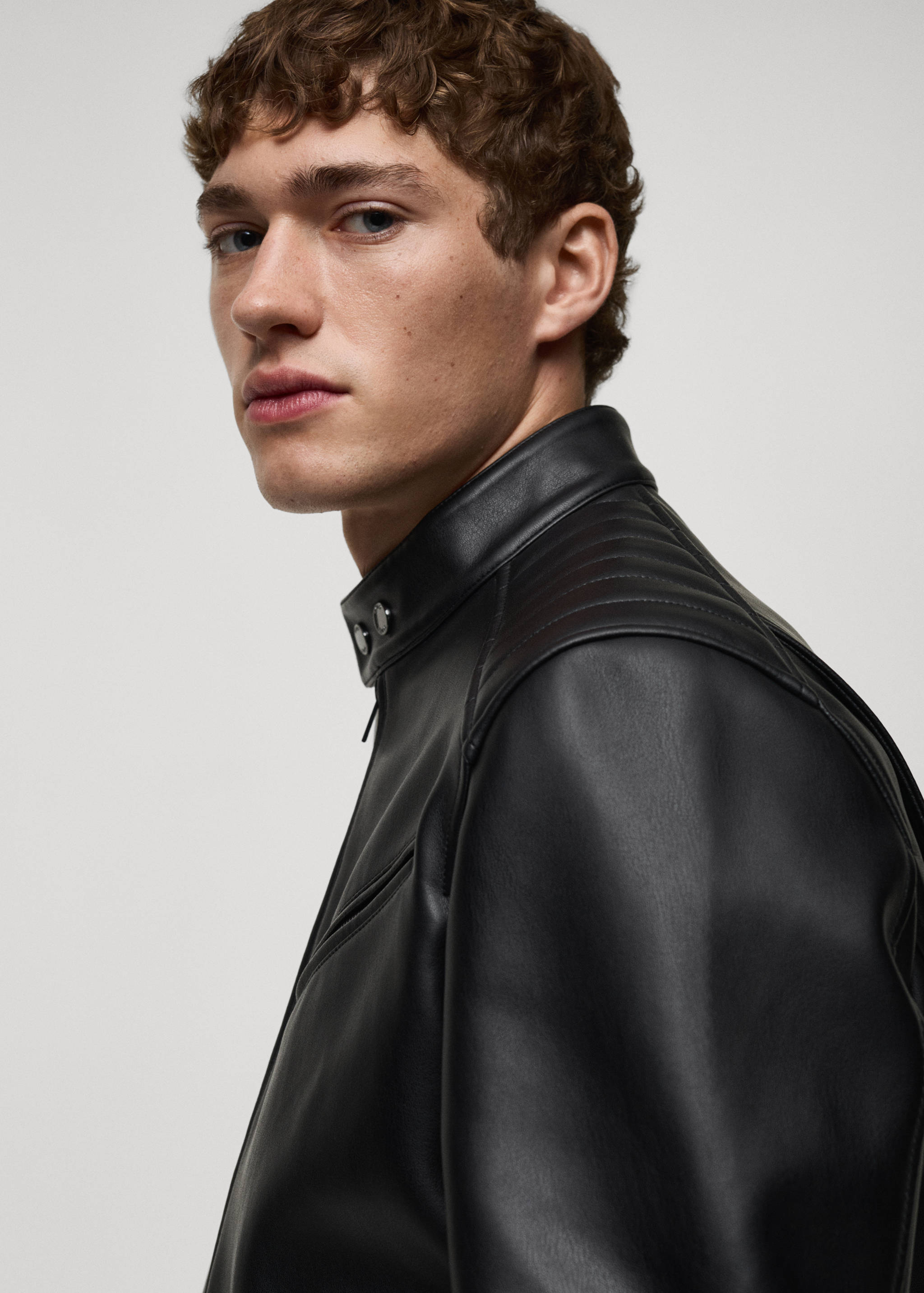 Faux leather jacket with stitching detail - Details of the article 1