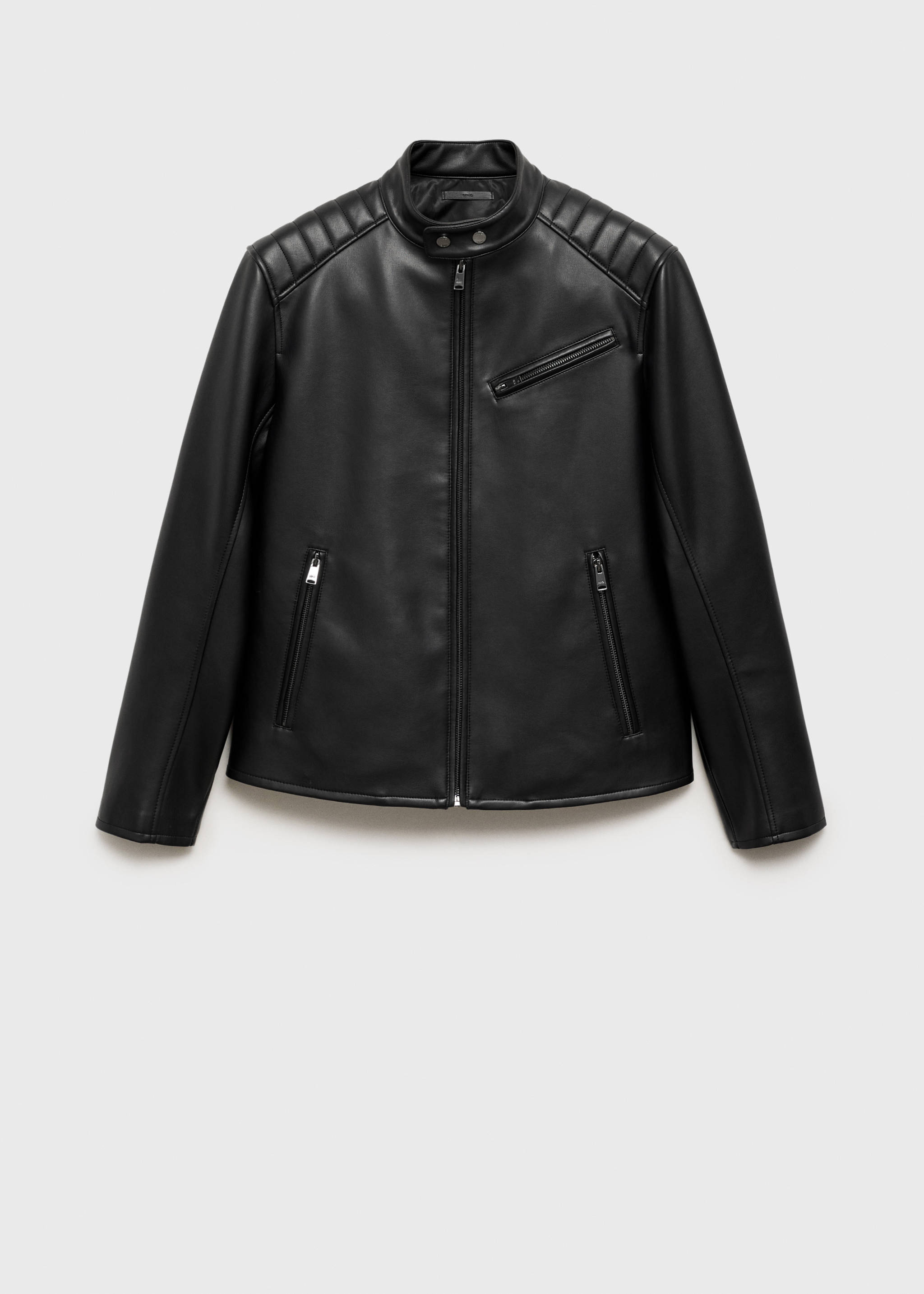 Faux leather jacket with stitching detail - Article without model