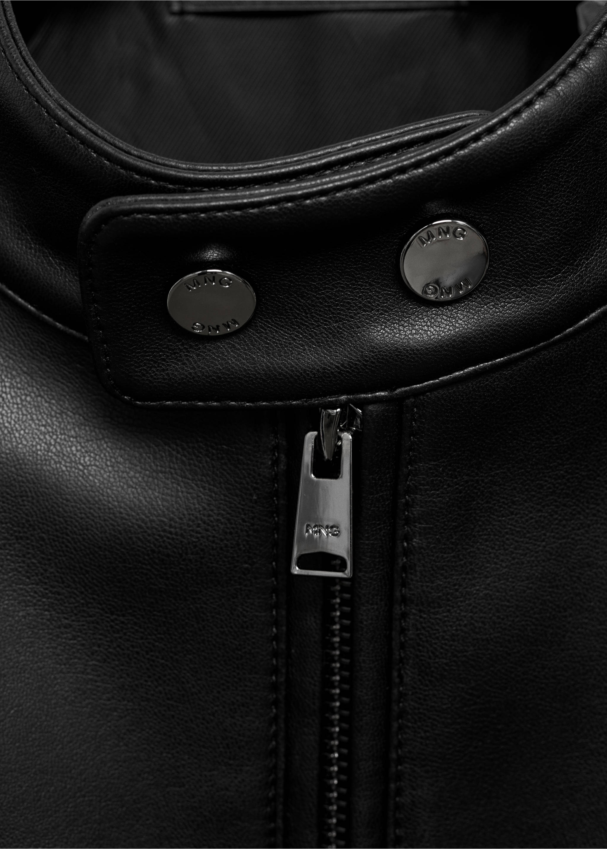 Veste effet cuir détail coutures - Détail de l'article 8, Noir. Ref: 87010586-00.