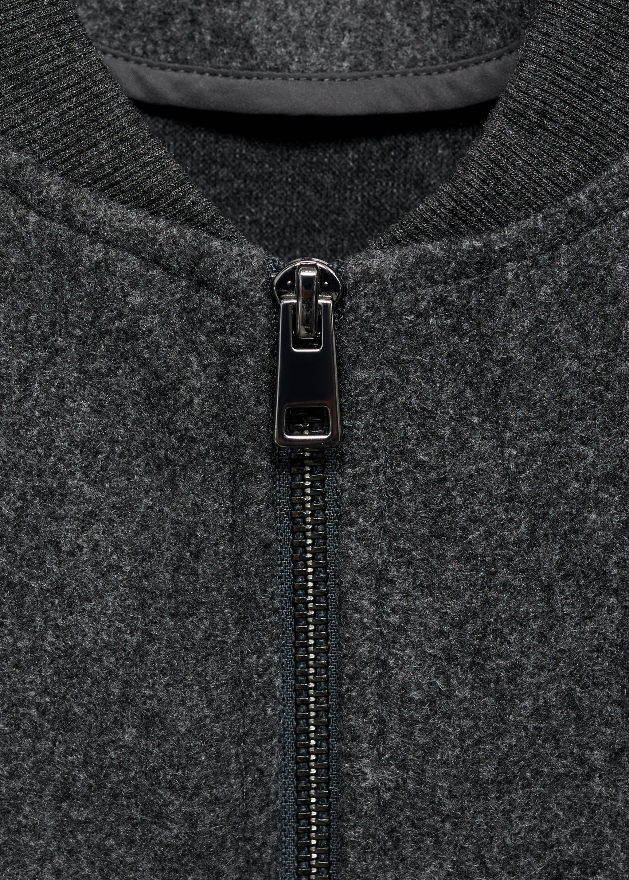 Regular-fit flannel bomber jacket - Details of the article 0, Dark Heather Grey. Ref: 87010596-00.