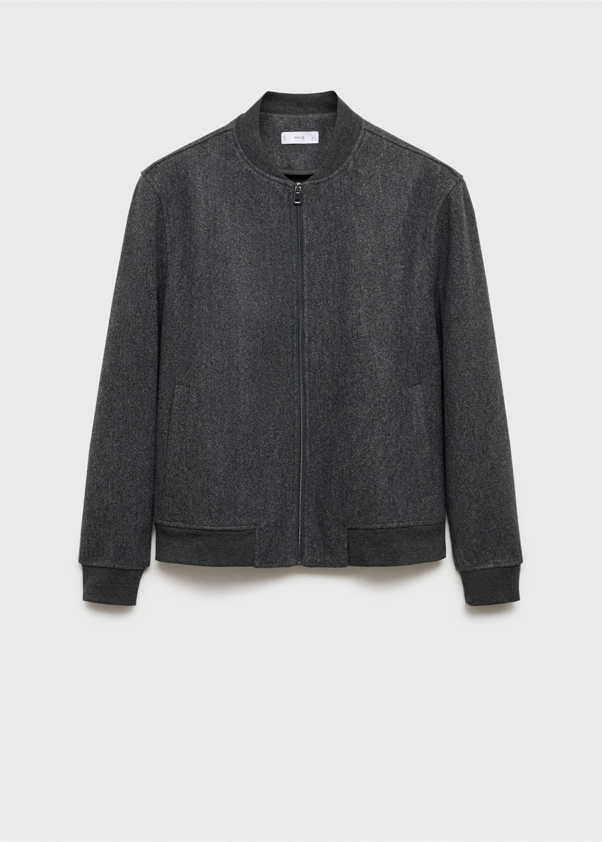 Regular-fit flannel bomber jacket - Article without model, Dark Heather Grey. Ref: 87010596-00.