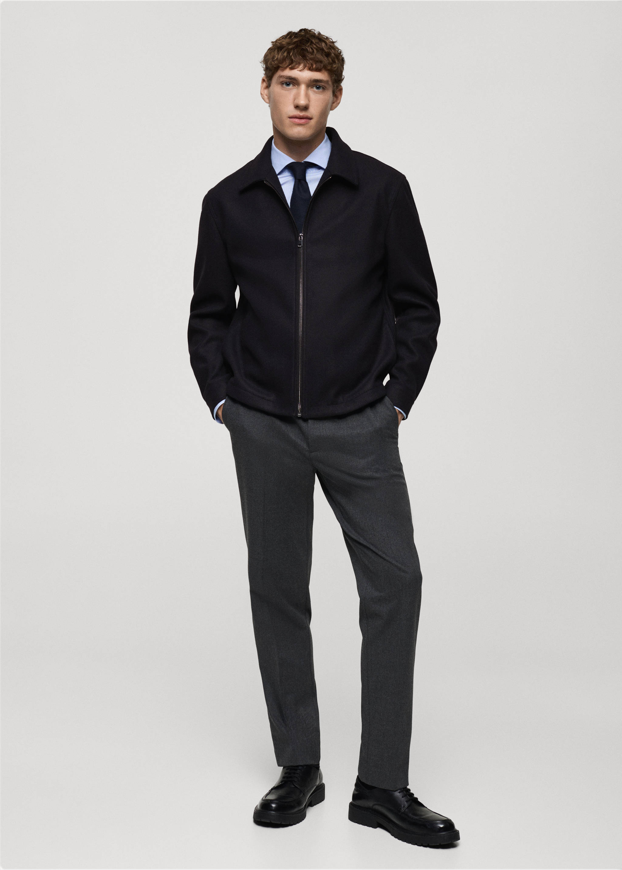 Regular-fit flannel jacket - General plane, Dark Navy. Ref: 87010597-00.
