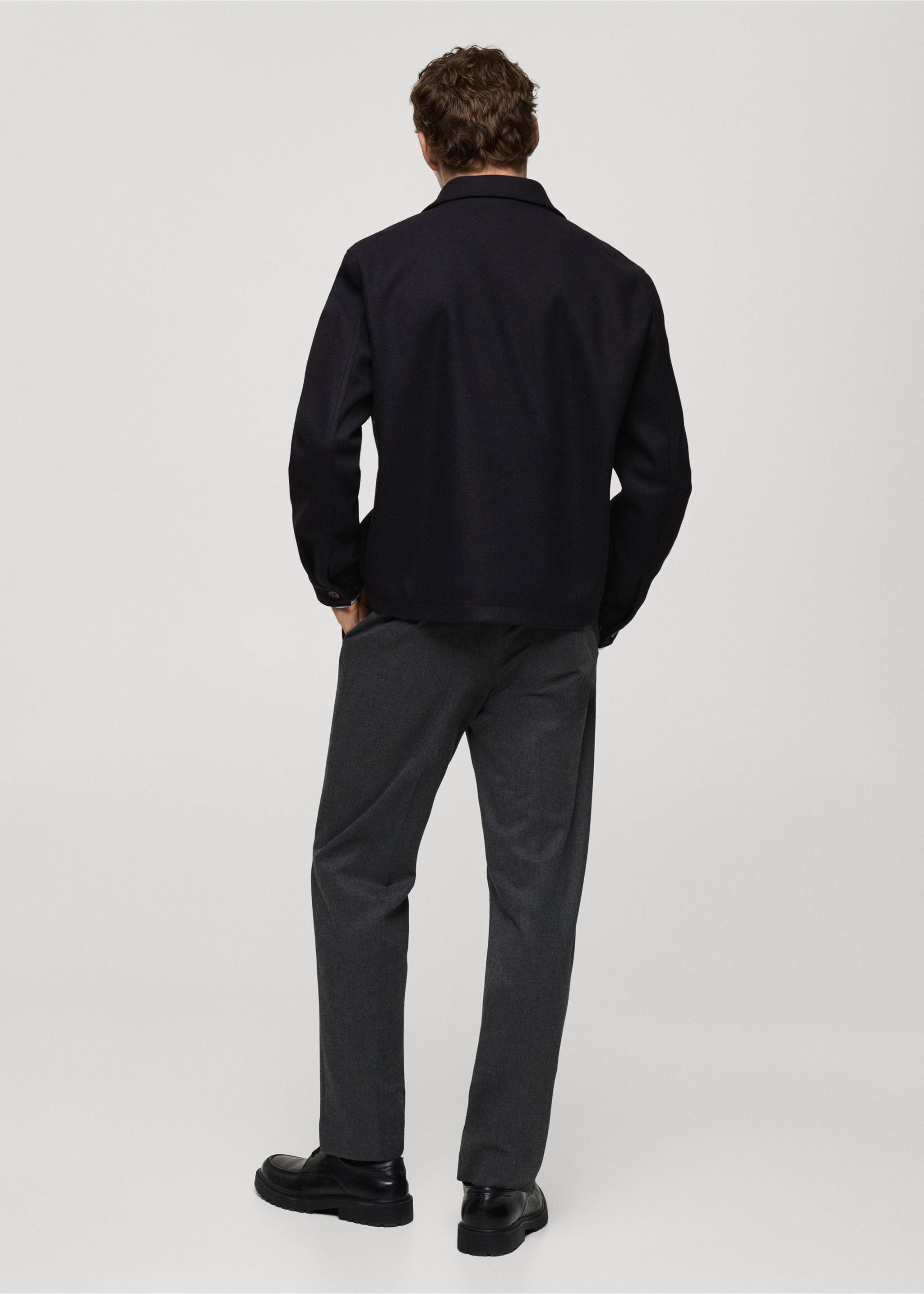Regular-fit flannel jacket - Reverse of the article, Dark Navy. Ref: 87010597-00.