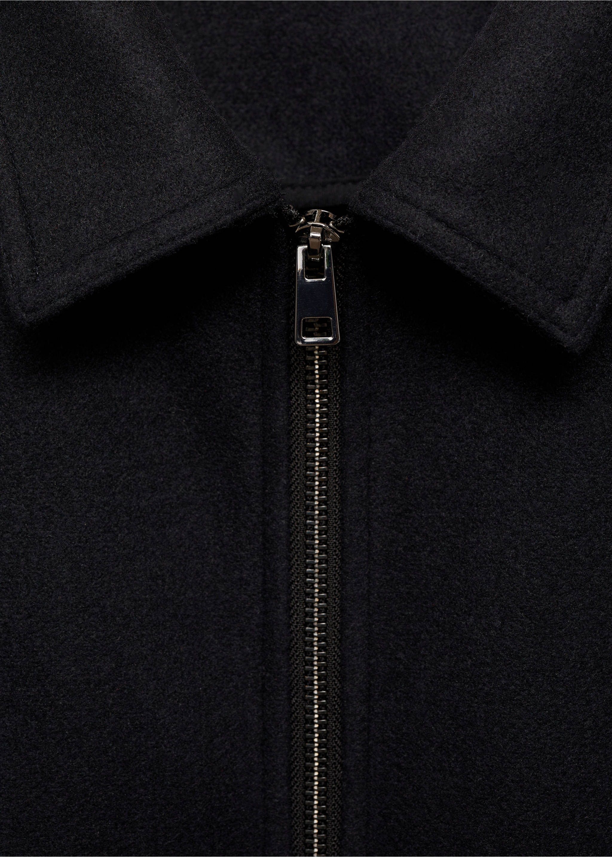 Regular-fit flannel jacket - Details of the article 8, Dark Navy. Ref: 87010597-00.