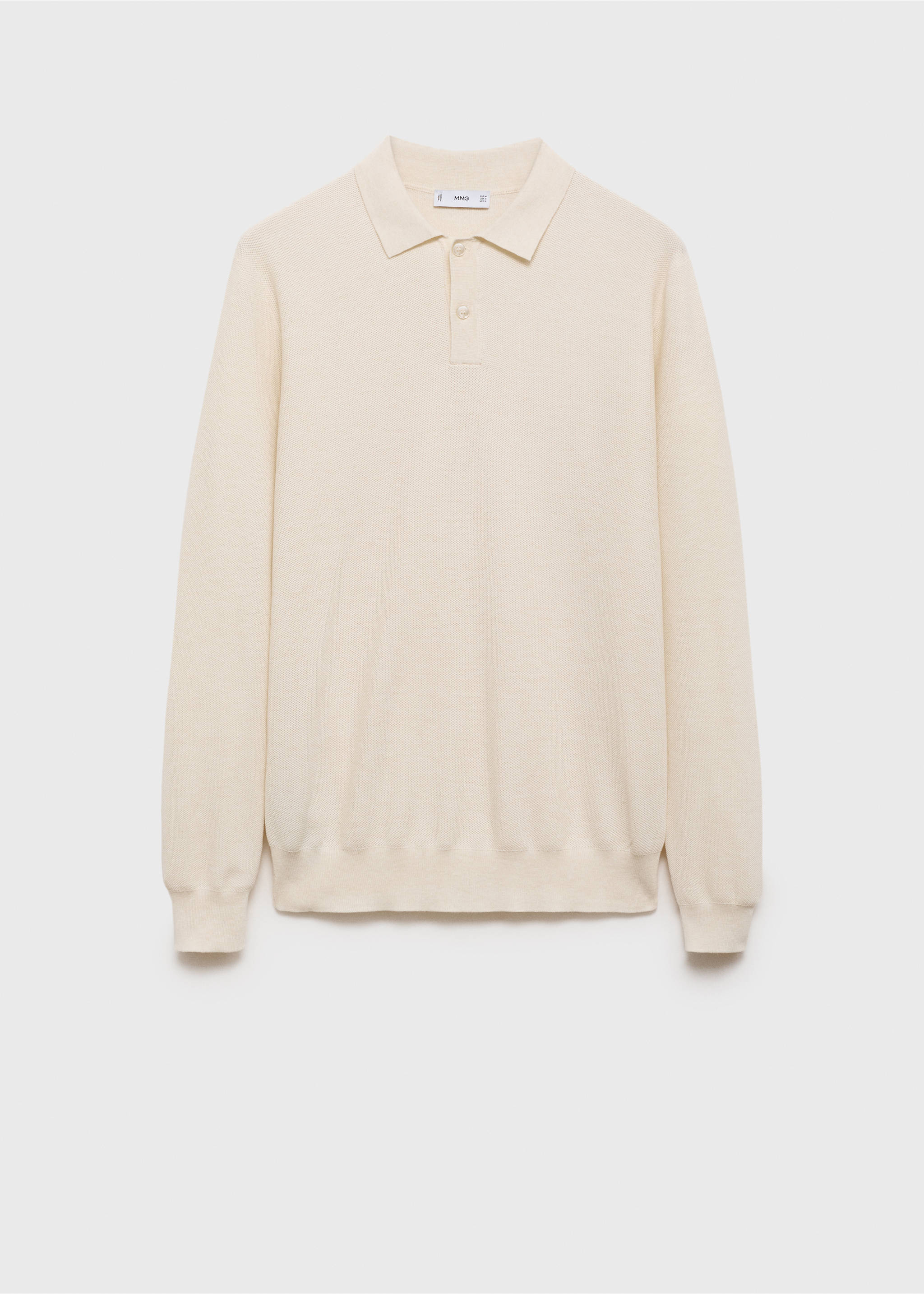 Pull-over polo maille coton microstructure - Article sans modèle, Blanc cassé. Ref: 87010601-00.