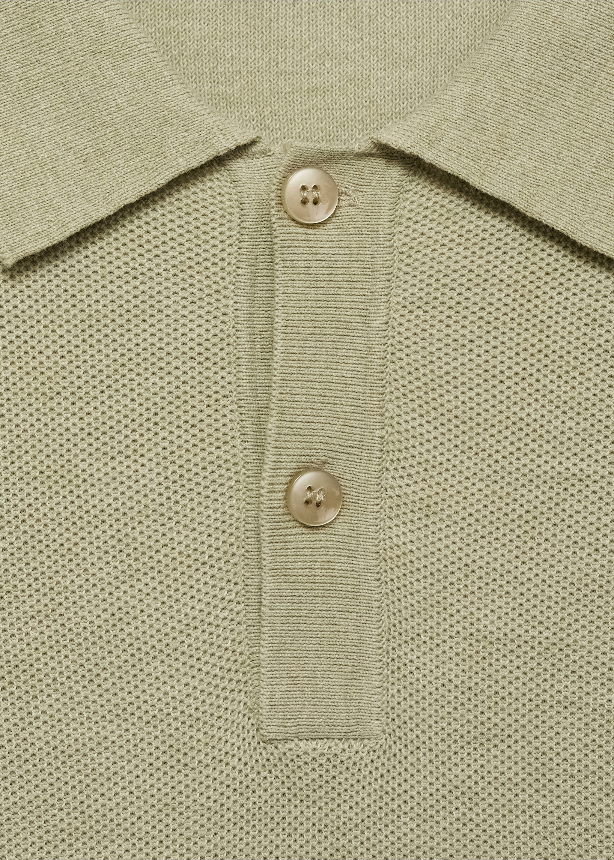 Baumwoll-Strickpullover mit Polokragen und Mikrostruktur - Detail des Artikels 8, Apfelgrün. Ref: 87010601-00.