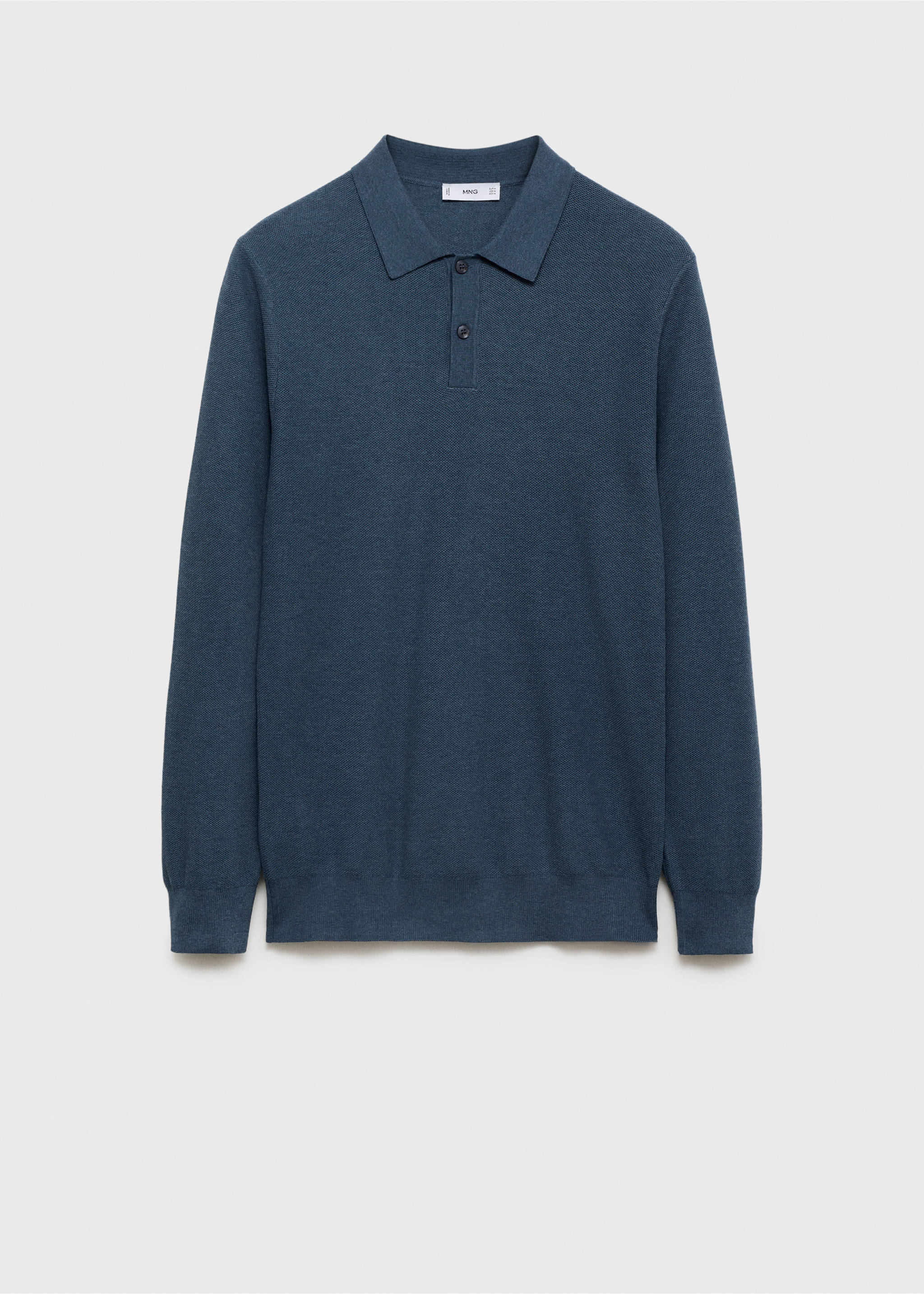Micro-structured cotton knitted polo shirt - Article without model, Indigo Blue. Ref: 87010601-00.
