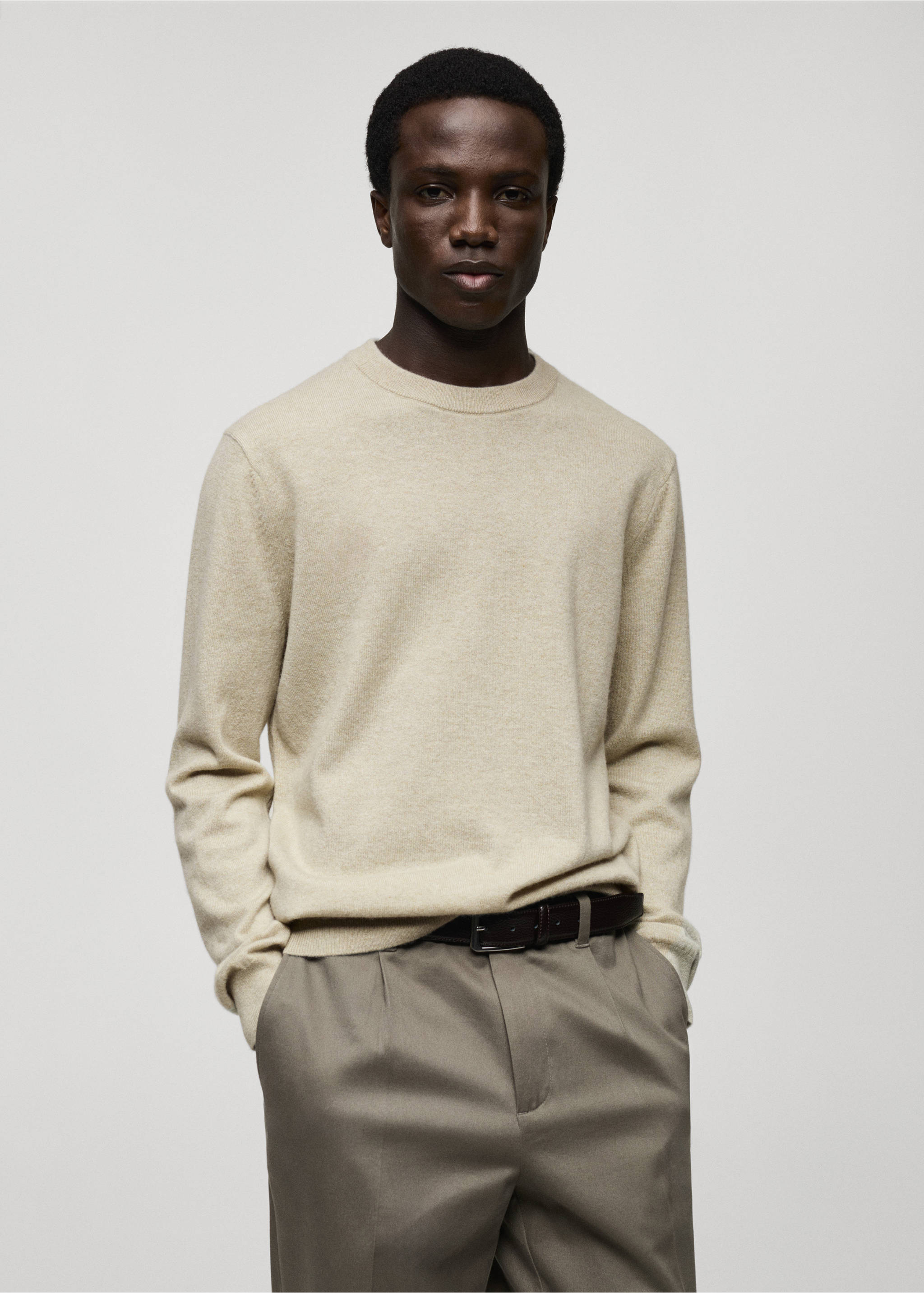 100% cashmere regular-fit sweater - Medium plane, Pastel Green. Ref: 87010602-00.