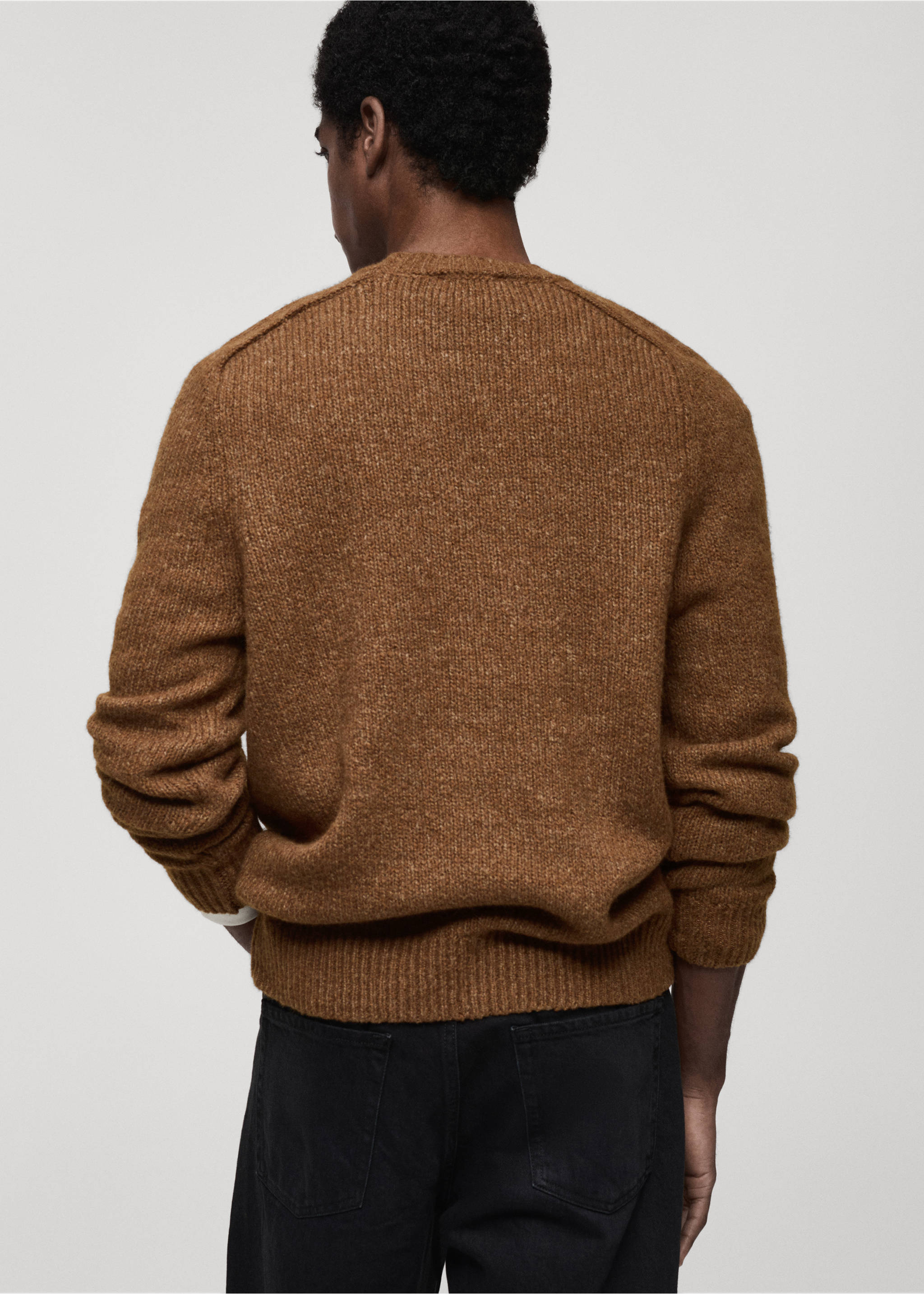 Wool and cotton-blend knitted sweater - Reverse of the article, Medium Brown. Ref: 87010604-00.