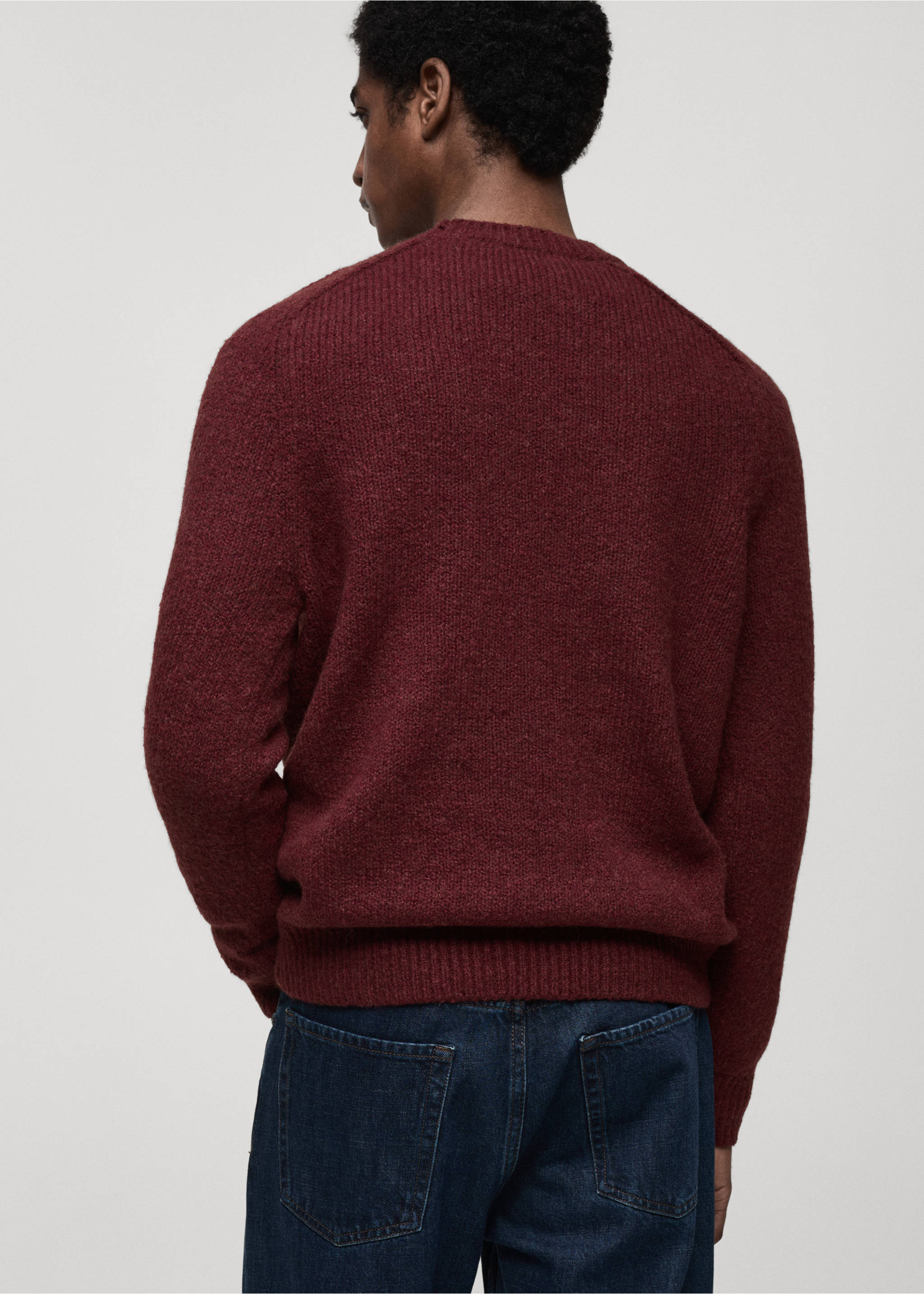 Wool and cotton-blend knitted sweater - Reverse of the article, Burgundy. Ref: 87010604-00.