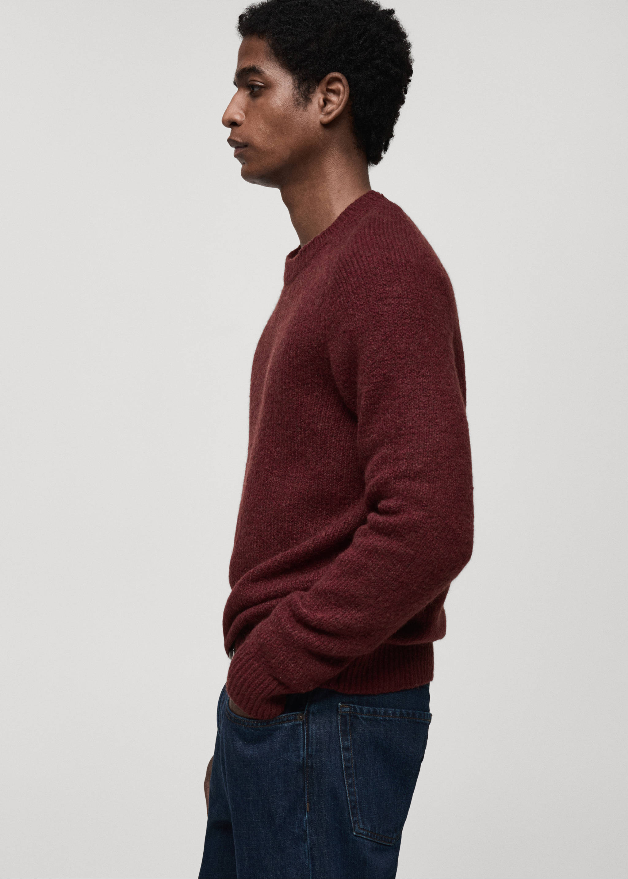 Wool and cotton-blend knitted sweater - Details of the article 2, Burgundy. Ref: 87010604-00.