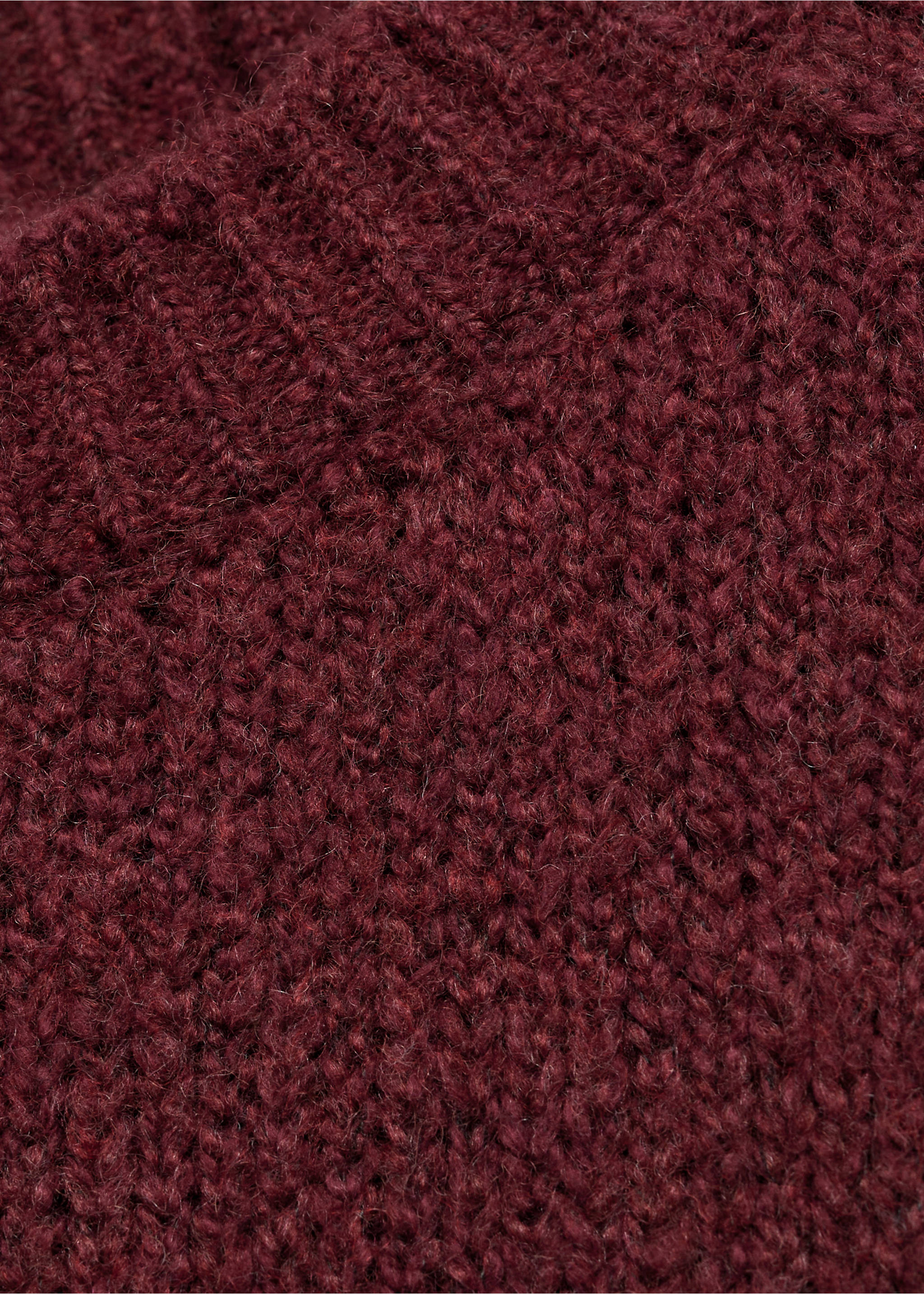 Wool and cotton-blend knitted sweater - Details of the article 8, Burgundy. Ref: 87010604-00.