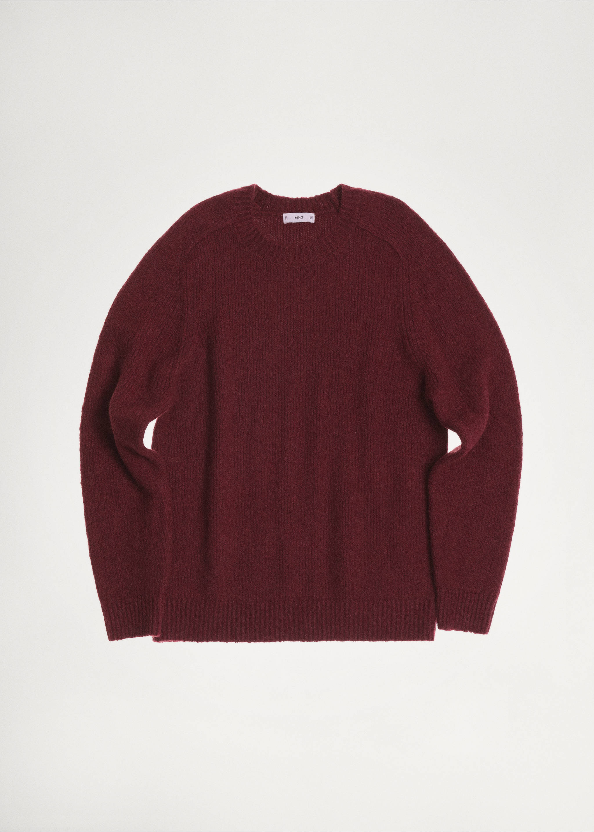 Wool and cotton-blend knitted sweater - Details of the article 5, Burgundy. Ref: 87010604-00.