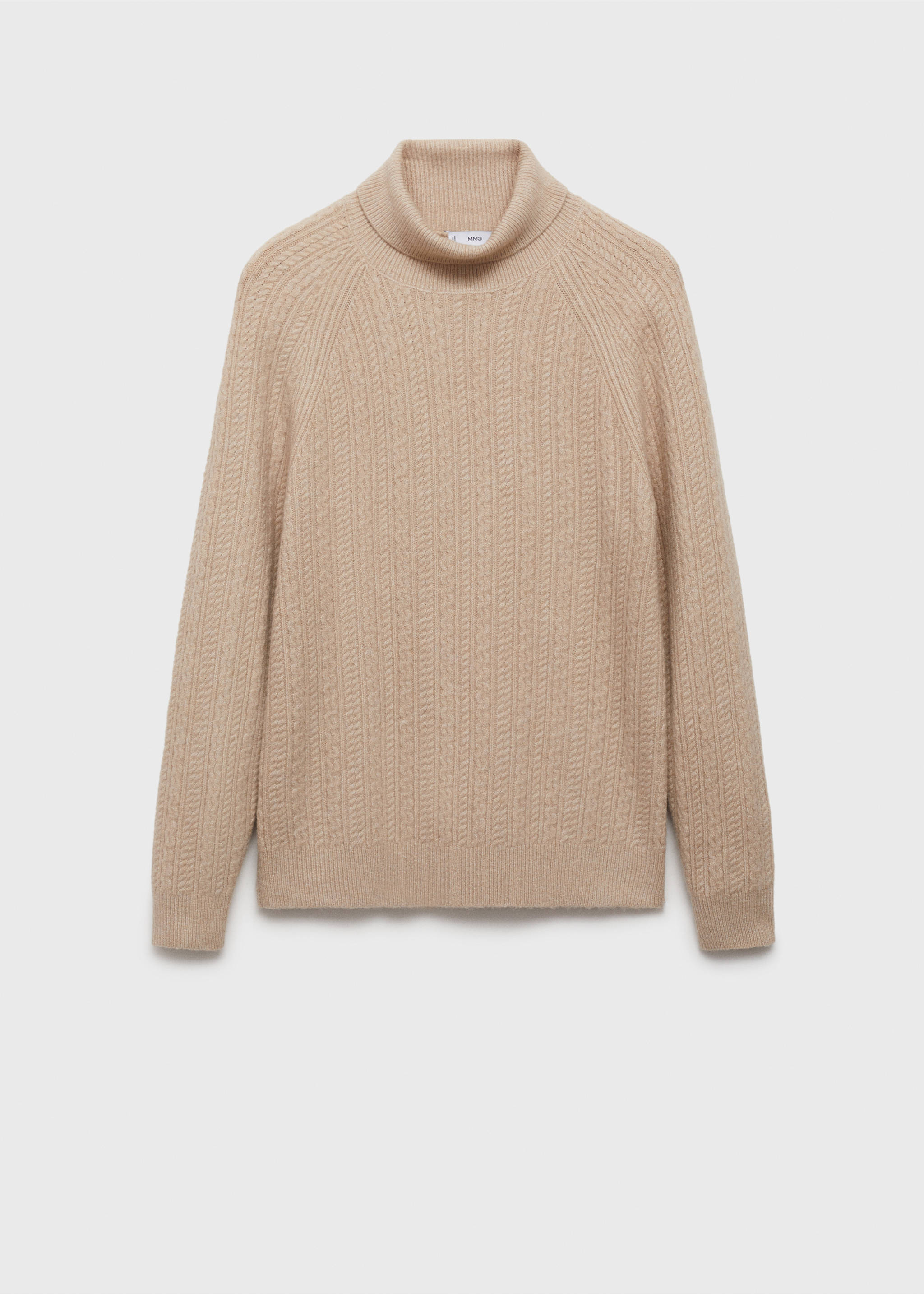 Braided knit turtleneck sweater - Article without model, Beige. Ref: 87010605-00.
