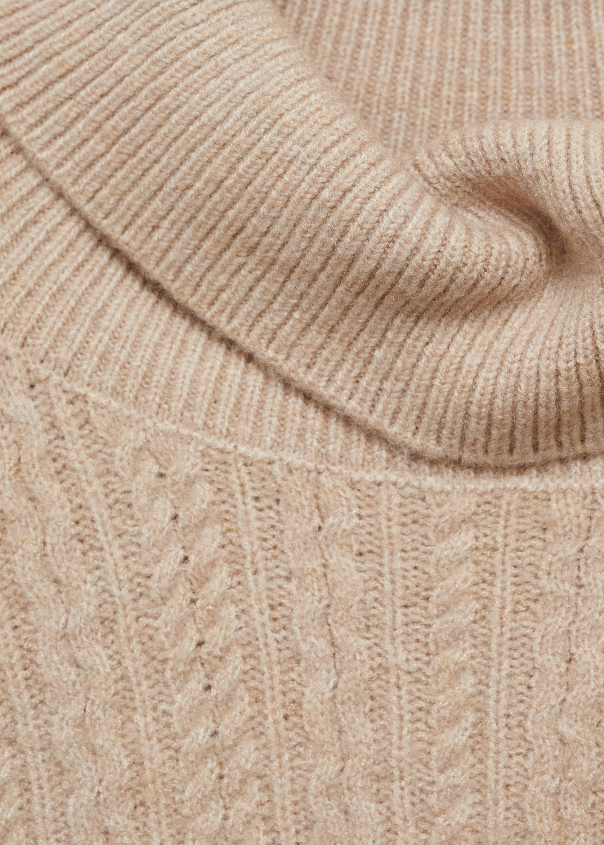 Braided knit turtleneck sweater - Details of the article 8, Beige. Ref: 87010605-00.