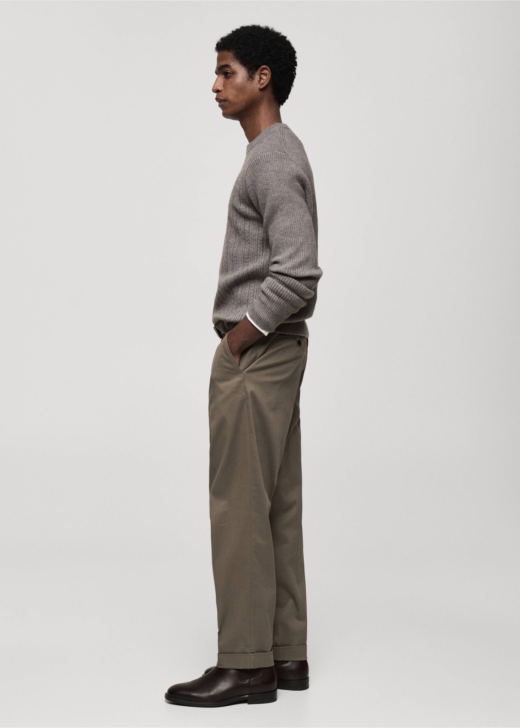 Pulover din tricot combinat - Detaliu al articolului 2, Gri. Ref: 87010607-00.