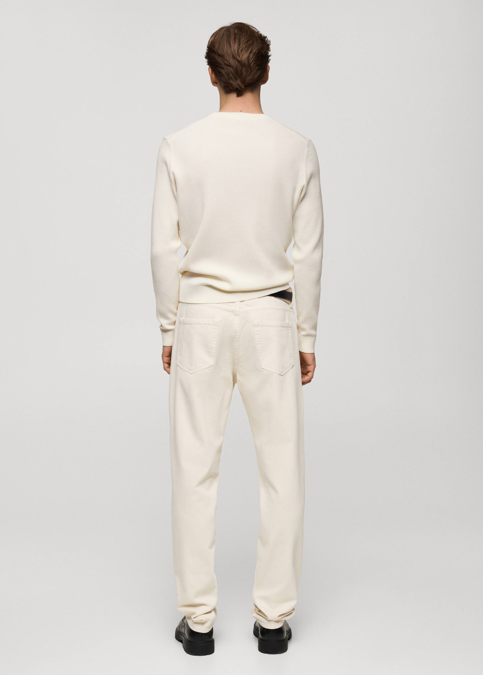 Βαμβακερό πουλόβερ με λεπτή πλέξη ριμπ - Πίσω όψη προϊόντος