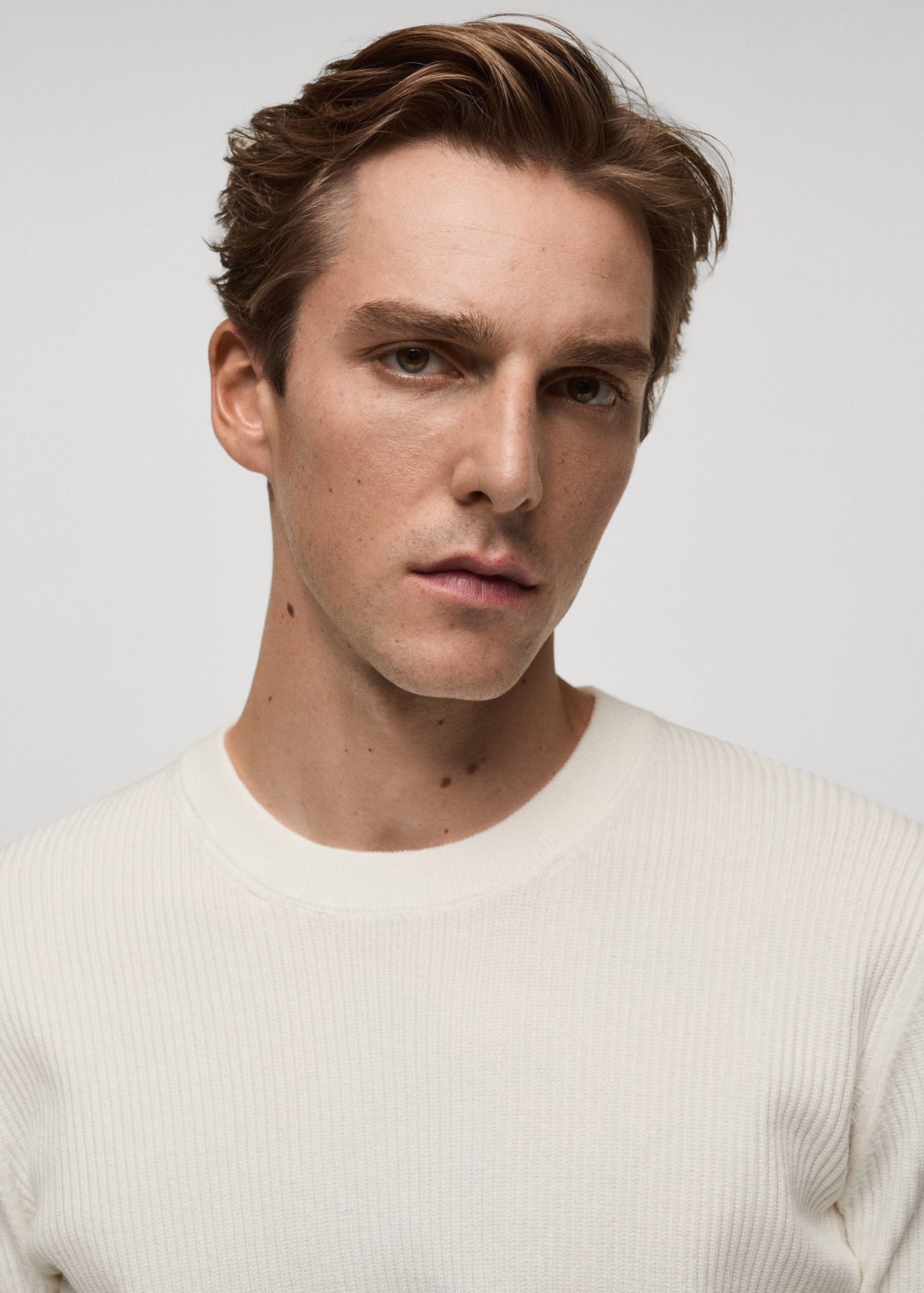 Βαμβακερό πουλόβερ με λεπτή πλέξη ριμπ - Λεπτομέρεια του προϊόντος 1