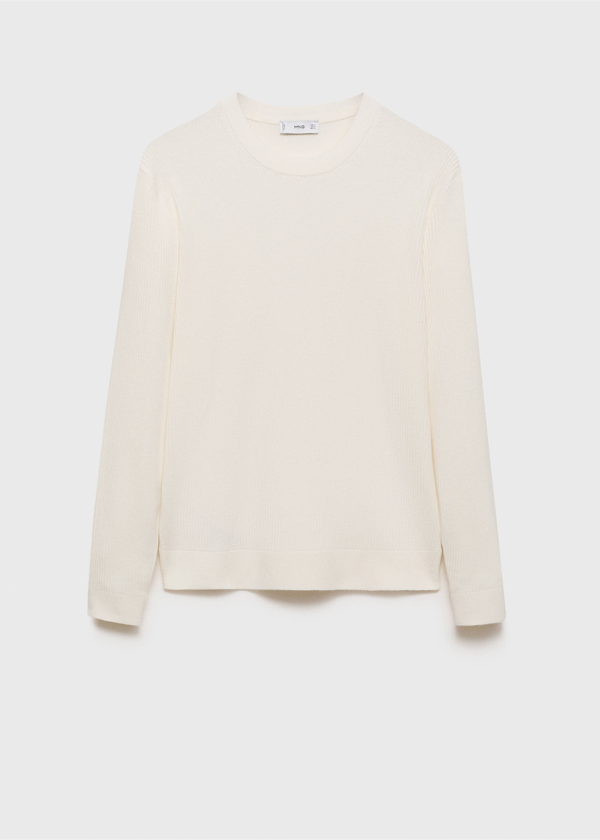 Pull coton maille fine côtelée - Article sans modèle, Blanc cassé. Ref: 87010610-00.
