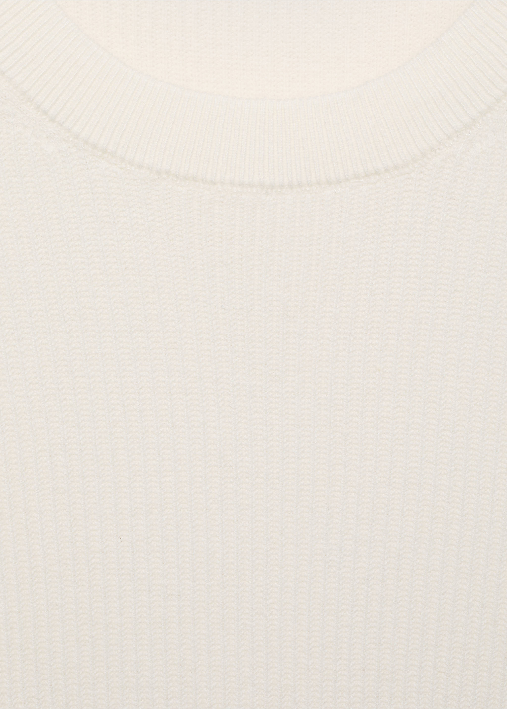 Pull coton maille fine côtelée - Détail de l'article 8, Blanc cassé. Ref: 87010610-00.