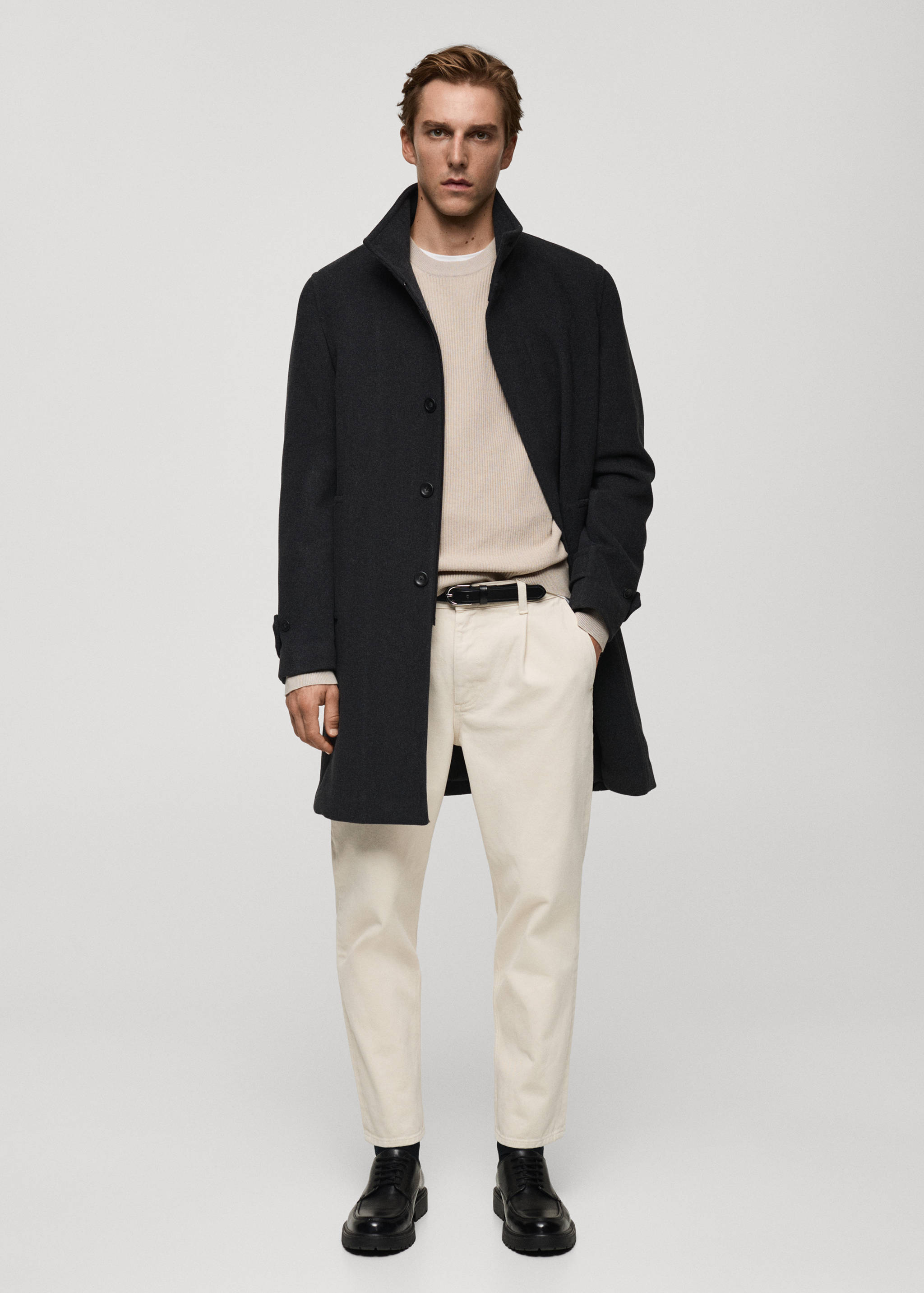 Βαμβακερό πουλόβερ με λεπτή πλέξη ριμπ - Γενικό πλάνο