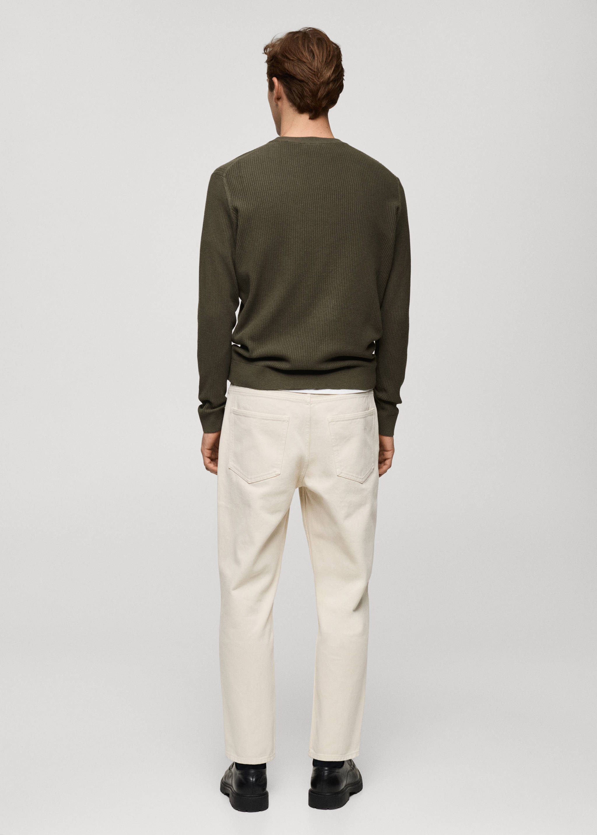 Βαμβακερό πουλόβερ με λεπτή πλέξη ριμπ - Πίσω όψη προϊόντος