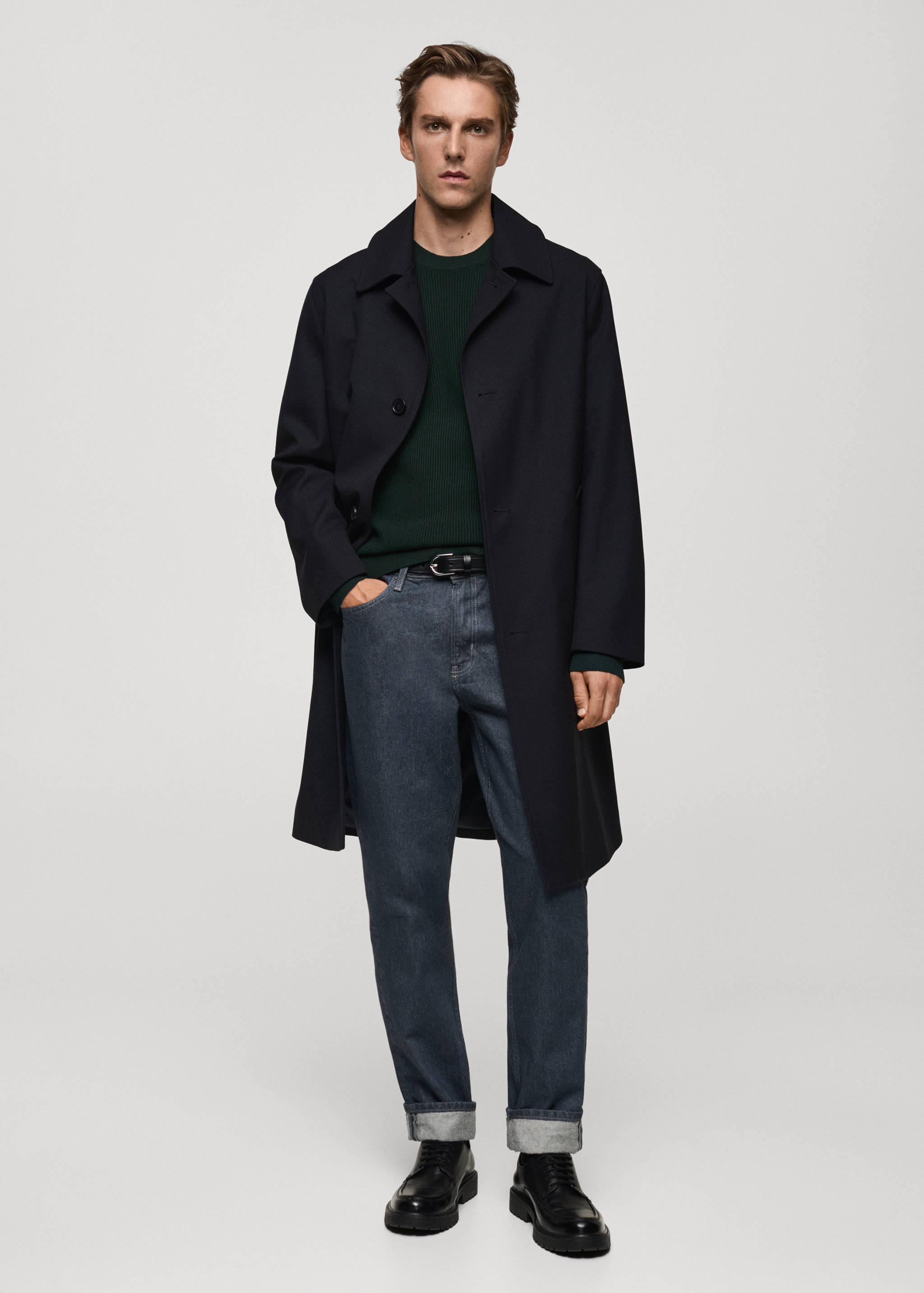 Βαμβακερό πουλόβερ με λεπτή πλέξη ριμπ - Γενικό πλάνο