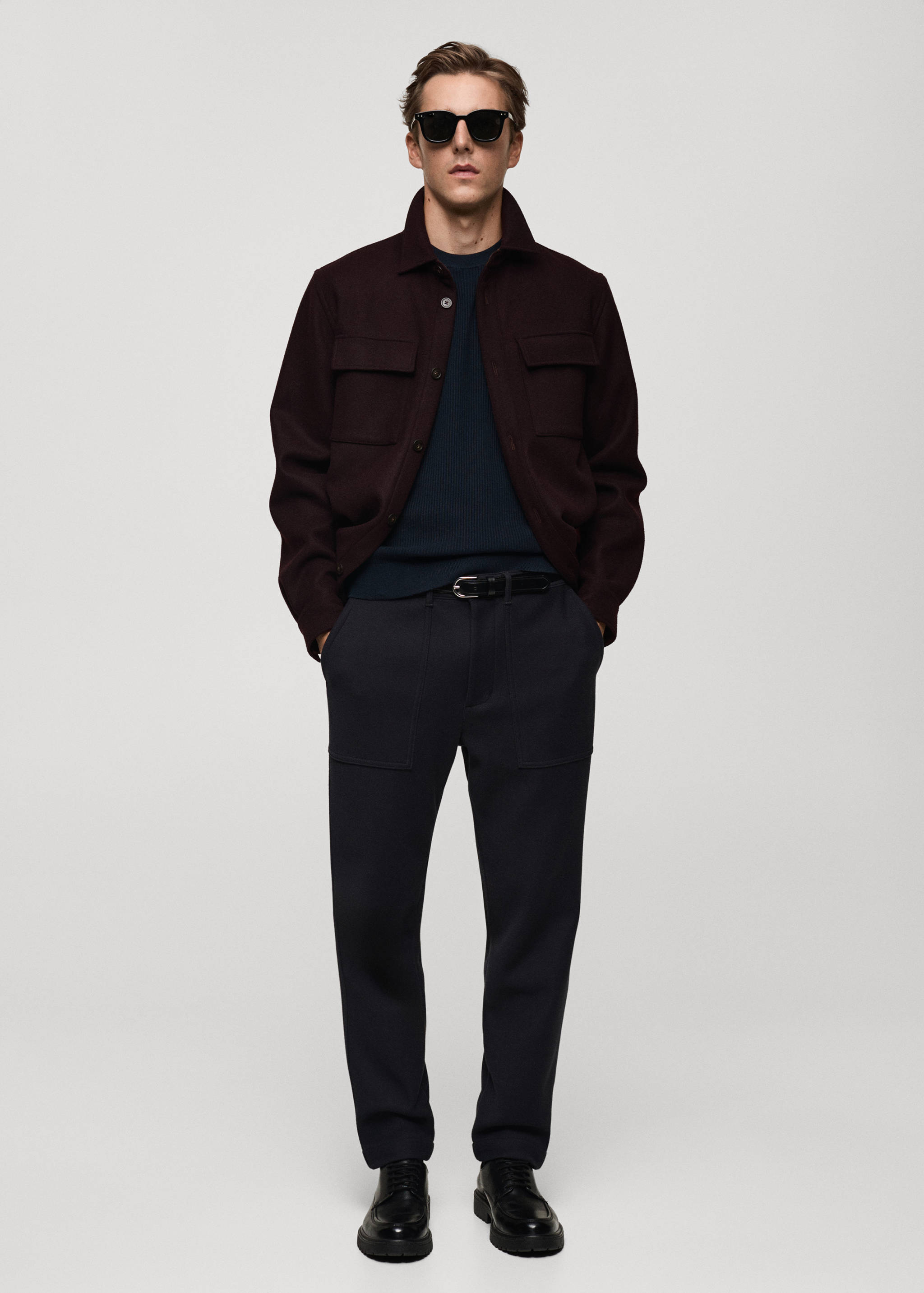 Camisola de malha fina de algodão canelada - Plano geral