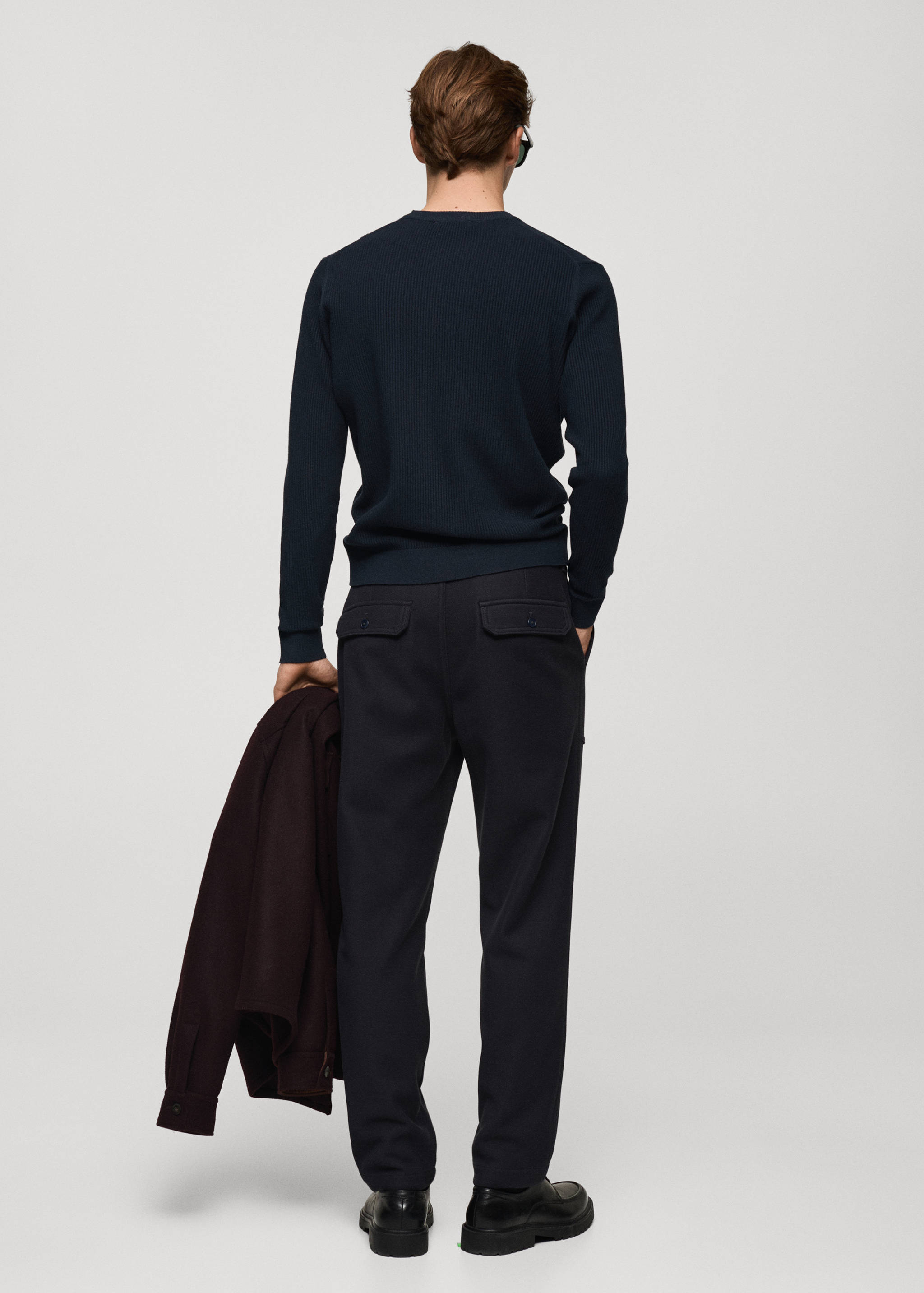 Camisola de malha fina de algodão canelada - Verso do artigo