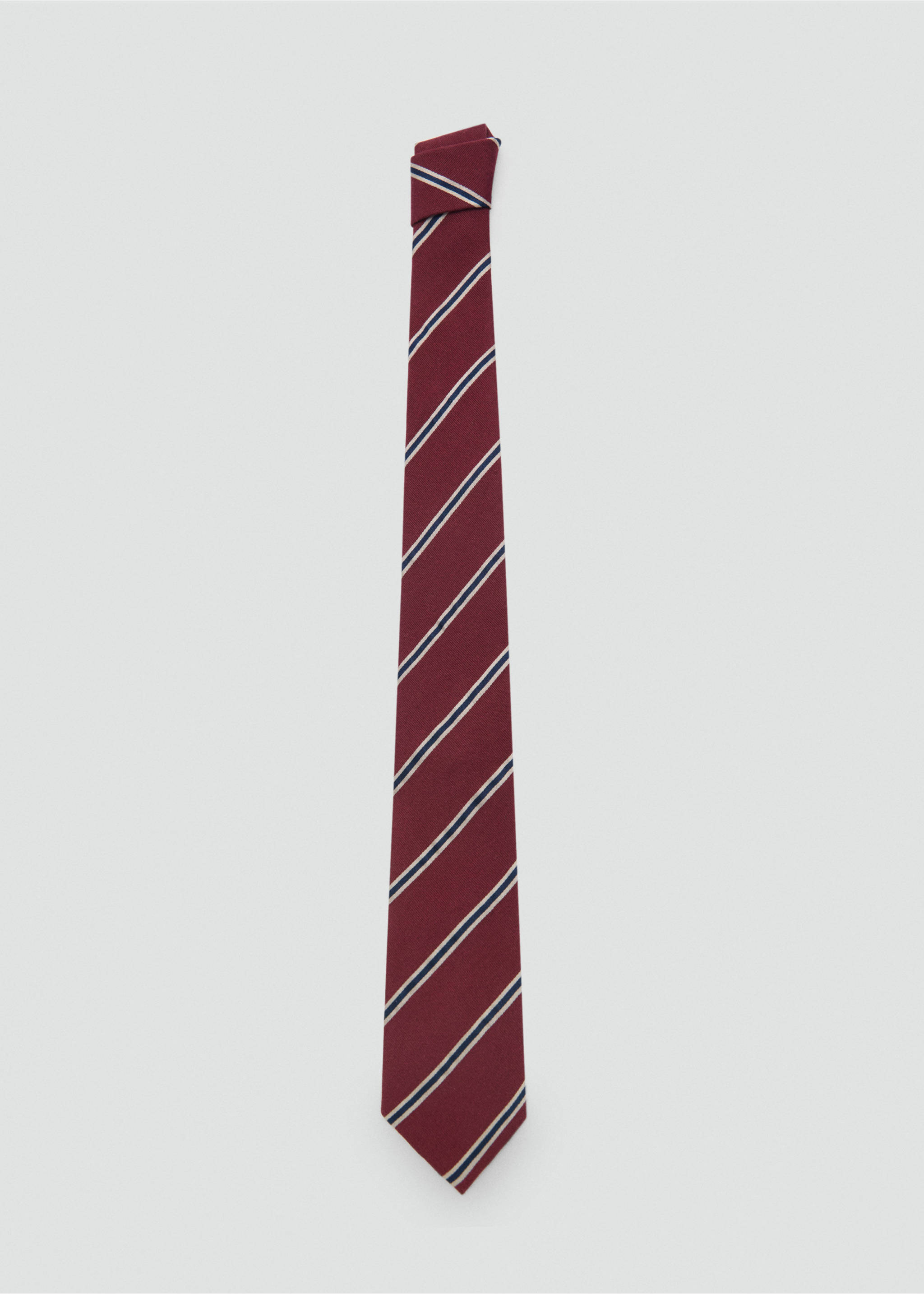 Striped silk cotton tie - Article without model, Burgundy. Ref: 87010612-00.