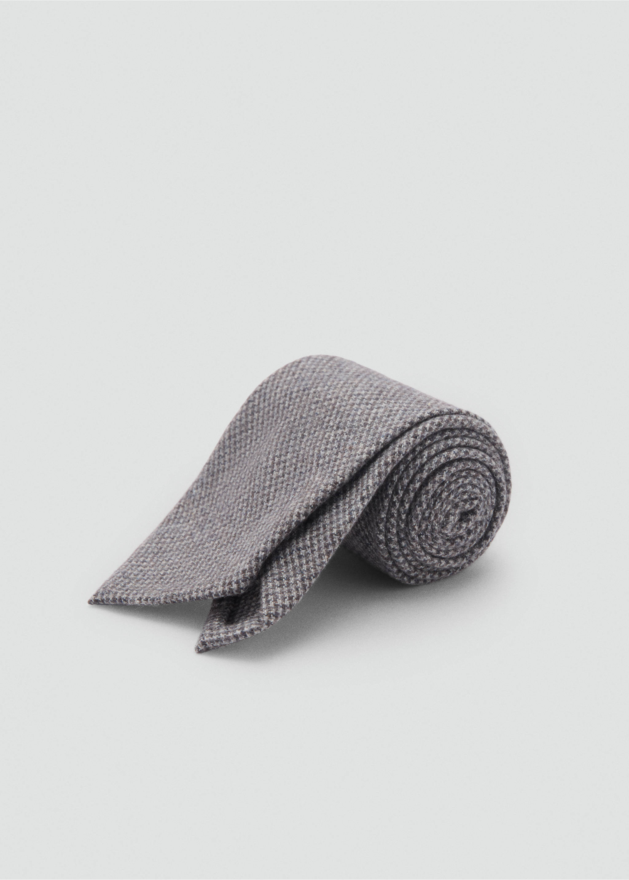 Strukturierte Woll-Krawatte - Mittlere Ansicht, Grau. Ref: 87010616-00.