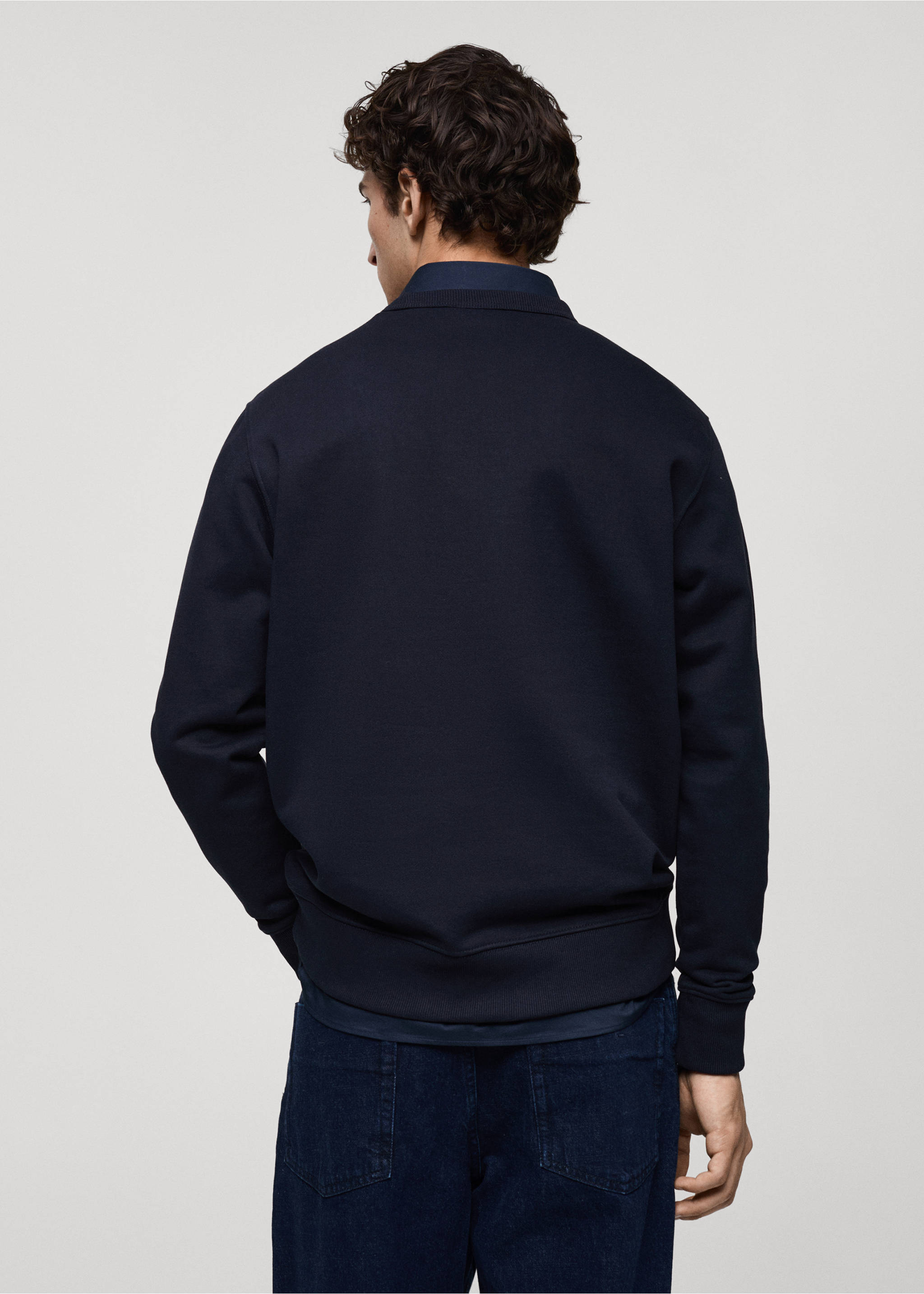 Regular-fit cotton sweatshirt - Reverse of the article, Dark Navy. Ref: 87010620-00.