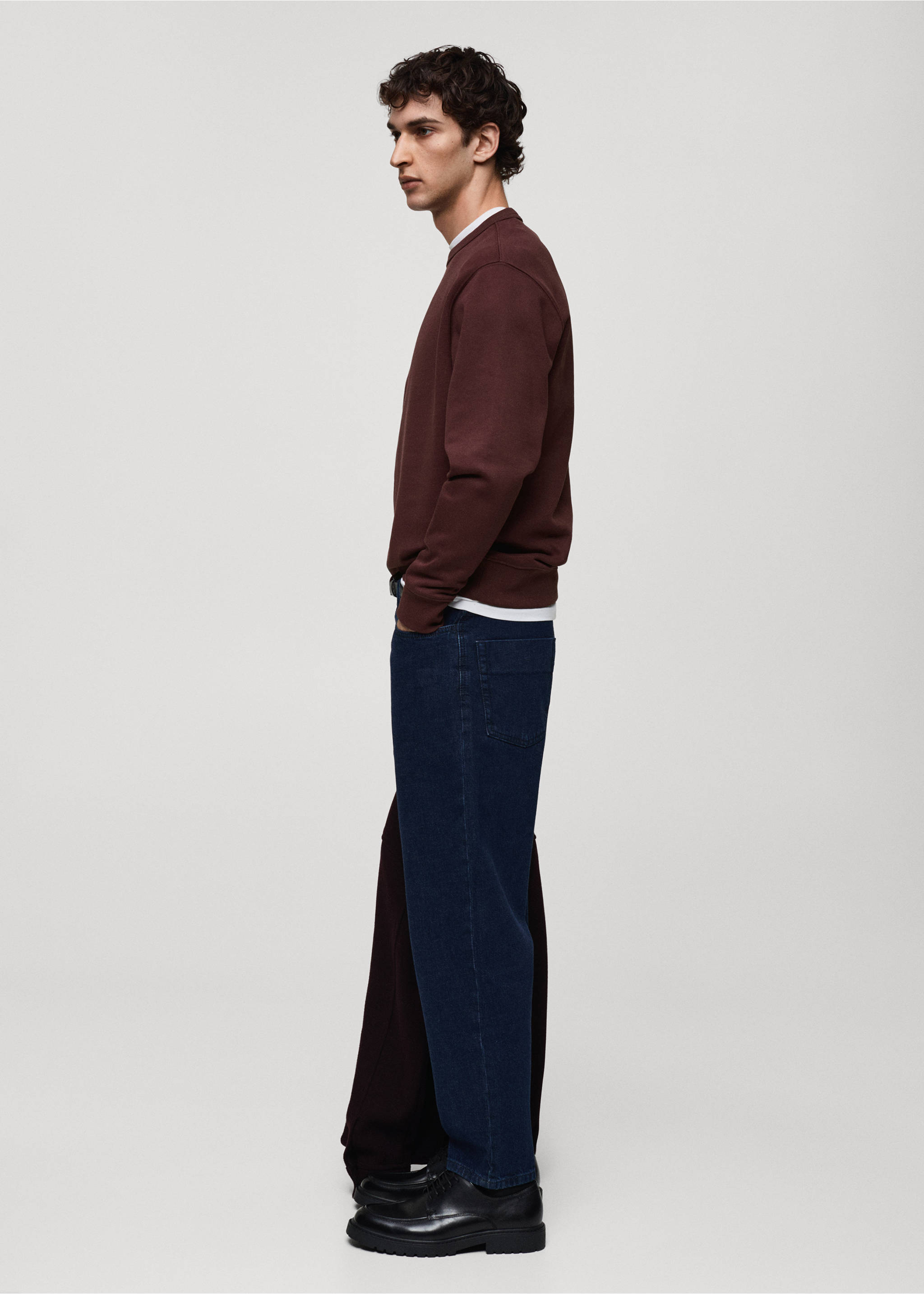 Regular-fit cotton sweatshirt - Details of the article 2, Burgundy. Ref: 87010620-00.