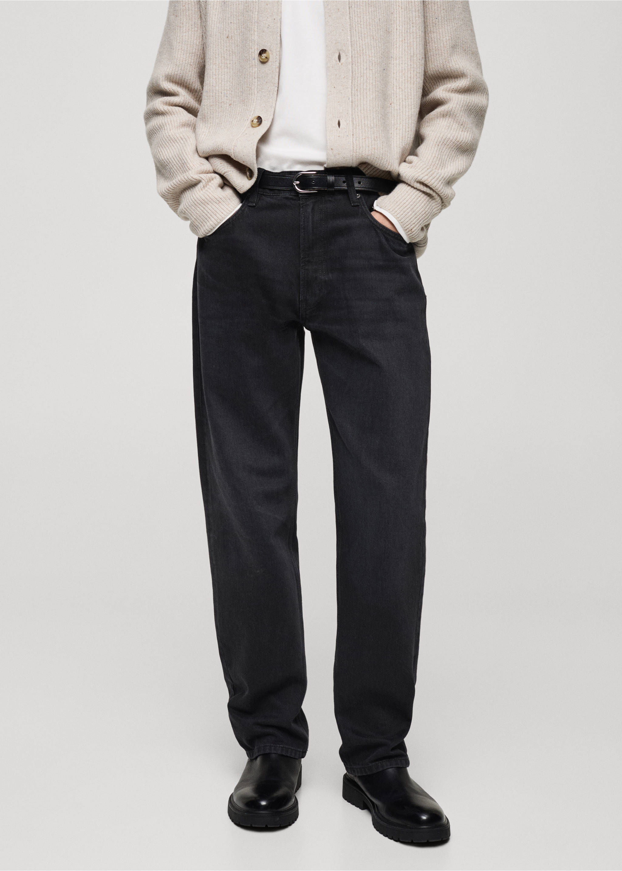 Jeans Moby straight fit negros - Plano medio, Denim negro. Ref: 87010621-00.