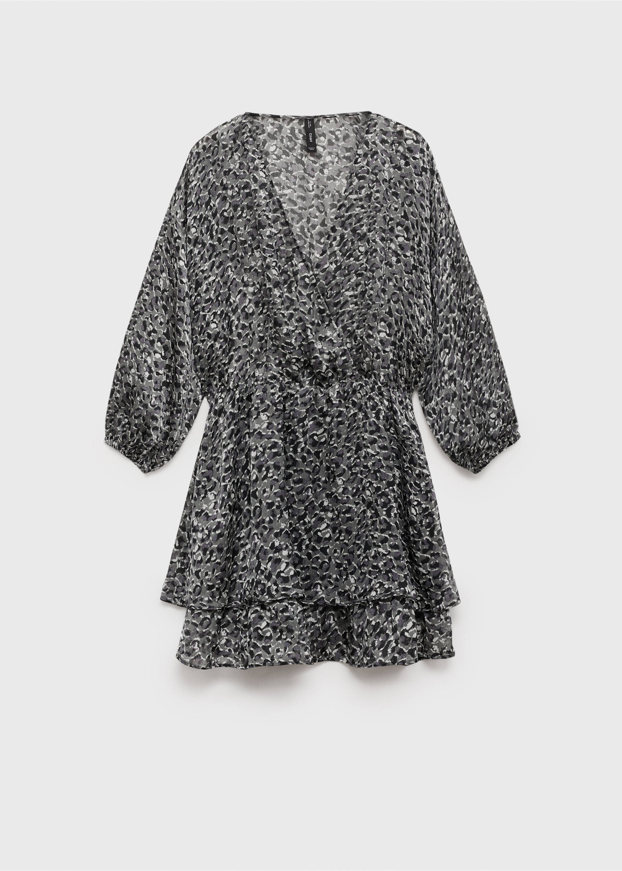 Animal-print ruffled dress - Article without model, Black. Ref: 87010622-00.