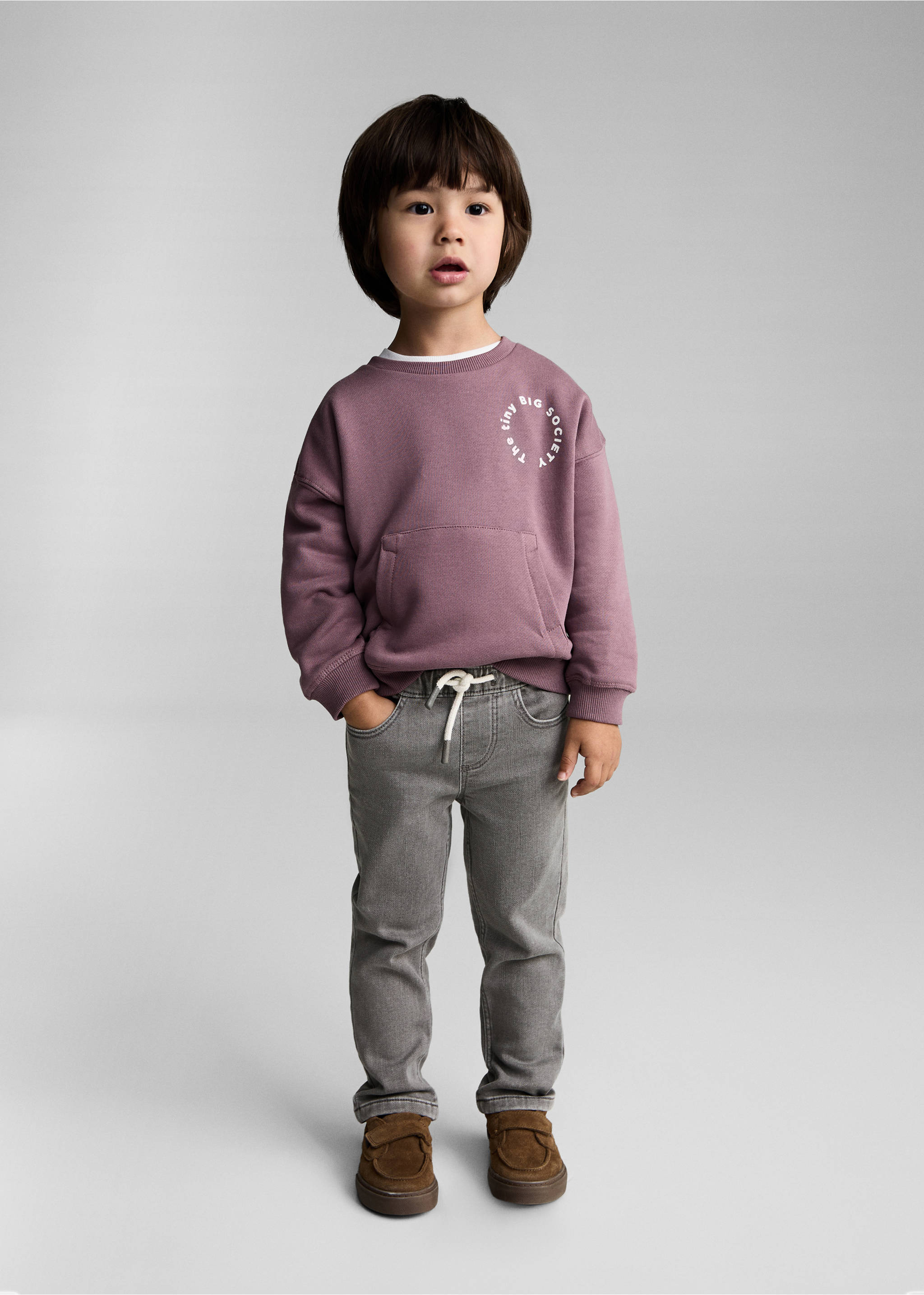 Jean taille élastique cordon - Plan général, Gris denim. Ref: 87010623-00.