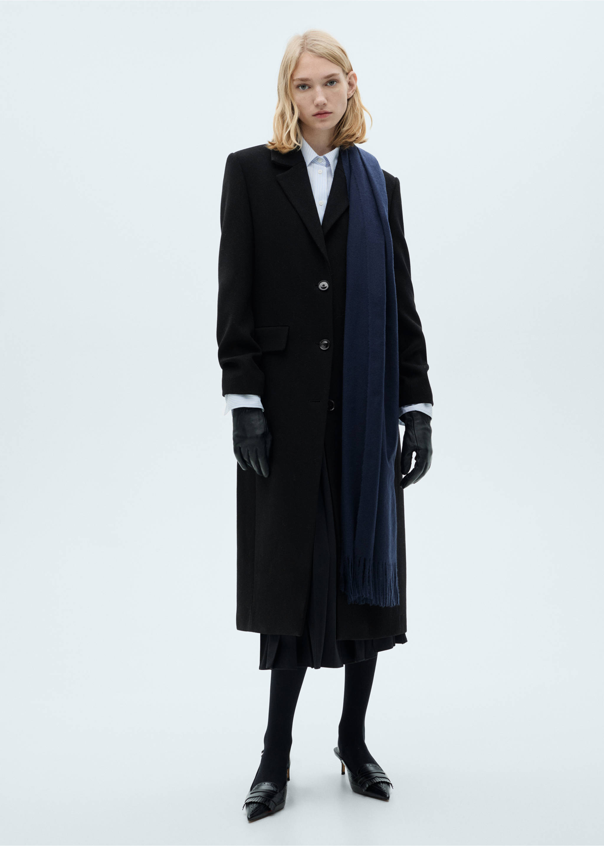 Long structured wool coat - General plane, Black. Ref: 87010625-00.