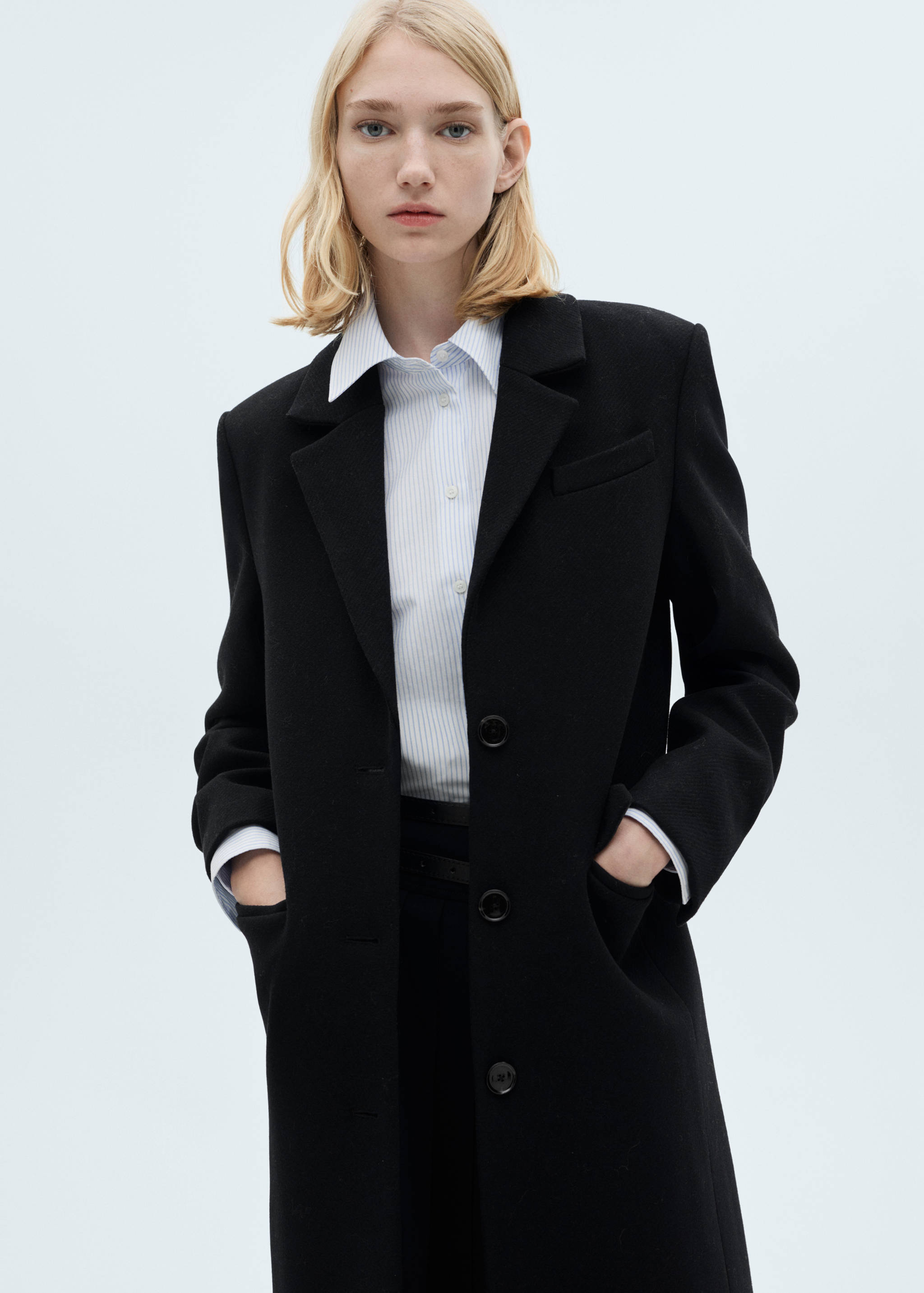 Long structured wool coat - Medium plane