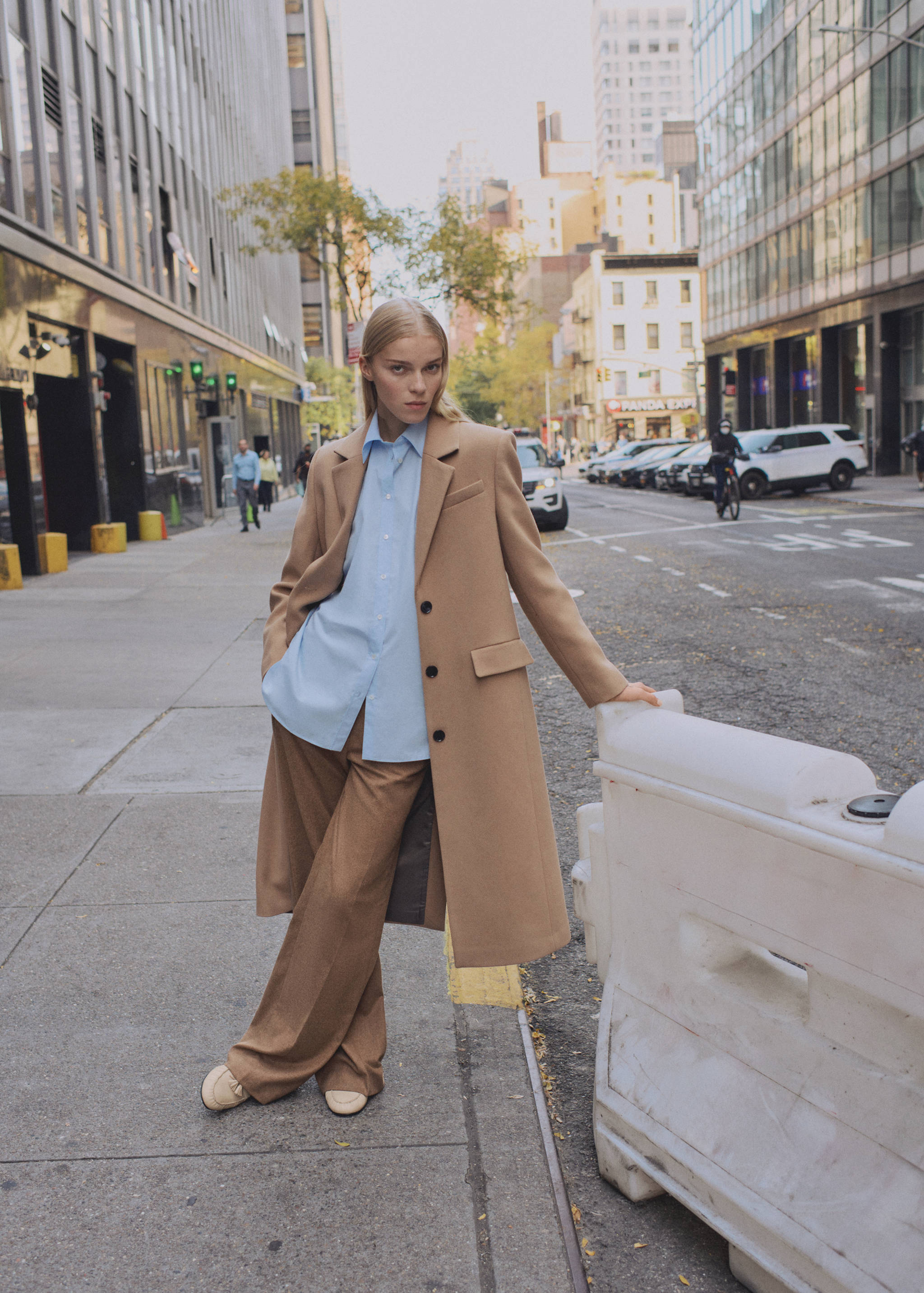 Μακρύ παλτό από μαλλί με δομή - Γενικό πλάνο