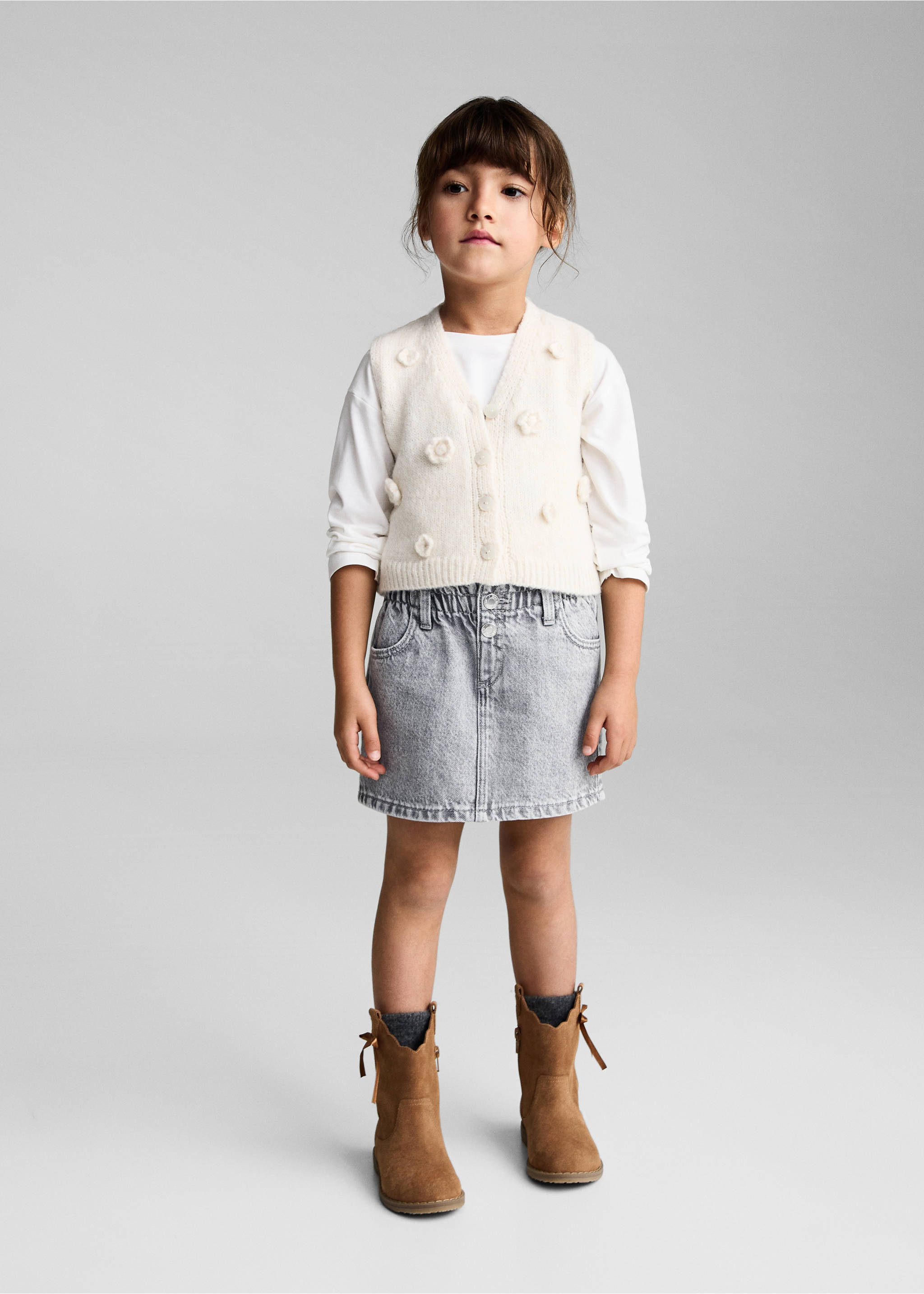 Jupe en denim - Plan général, Gris clair denim. Ref: 87010627-00.