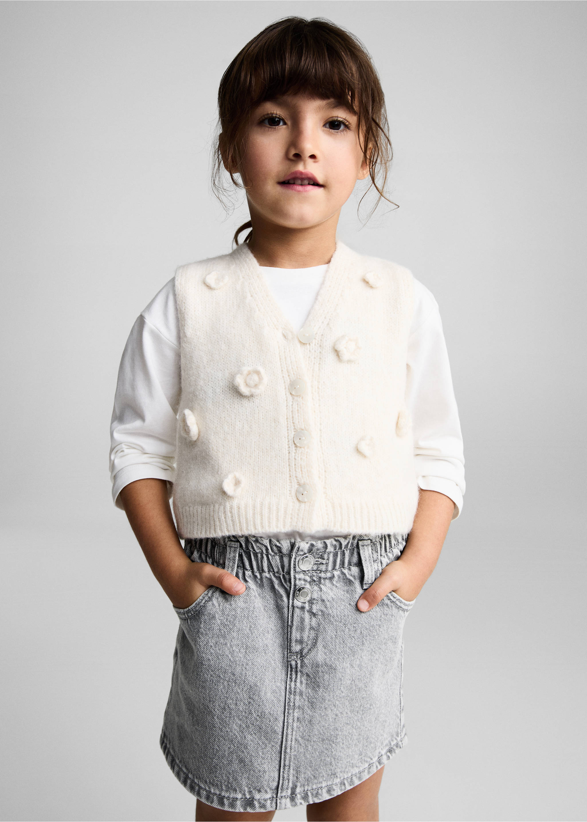 Jupe en denim - Plan moyen, Gris clair denim. Ref: 87010627-00.