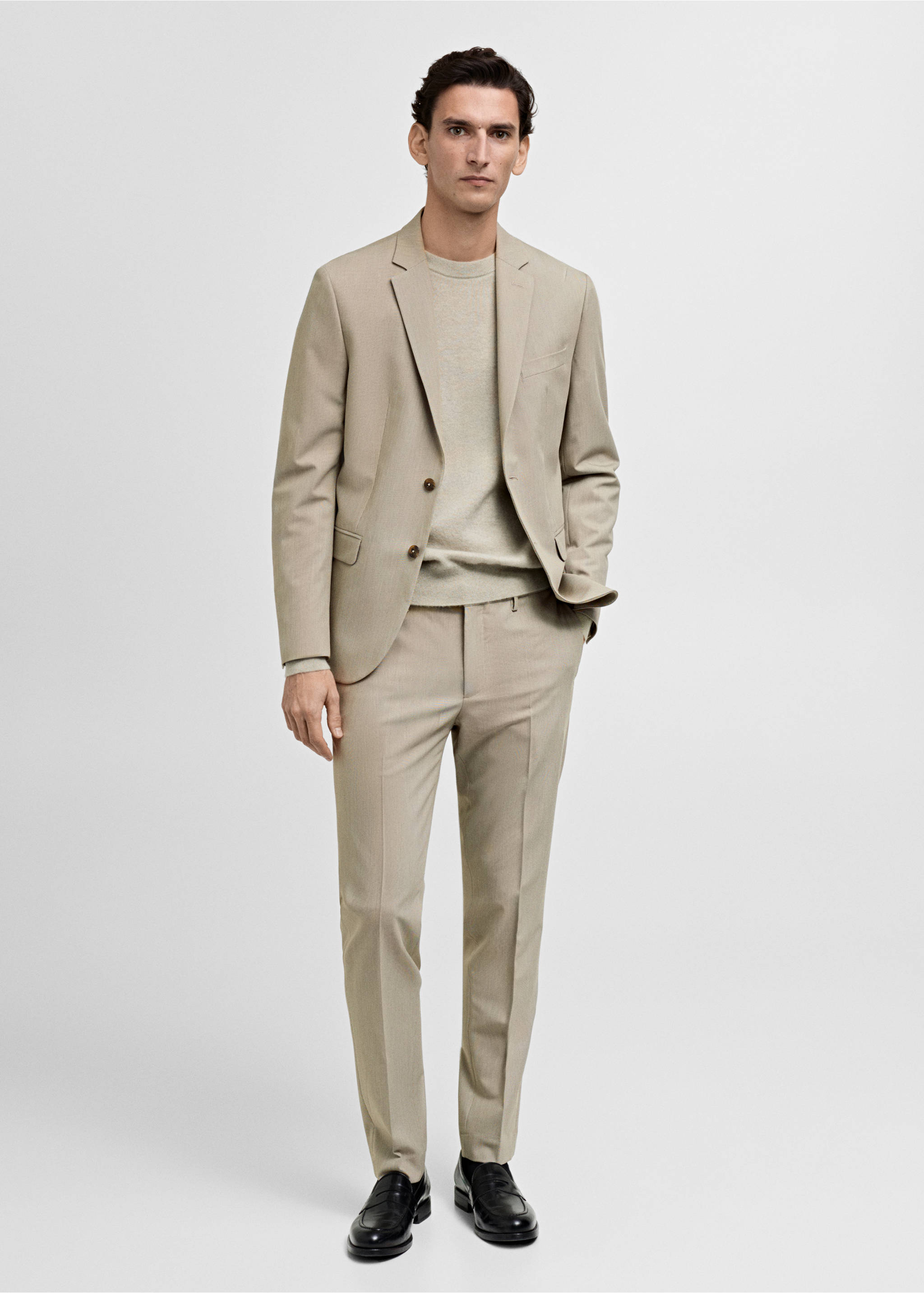 Pantalón traje París super slim fit - Plano general, Beige. Ref: 87010630-00.